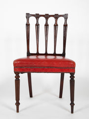 Set of 12 English Mahogany Dining Chairs with Red Leather Seats