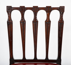 Set of 12 English Mahogany Dining Chairs with Red Leather Seats