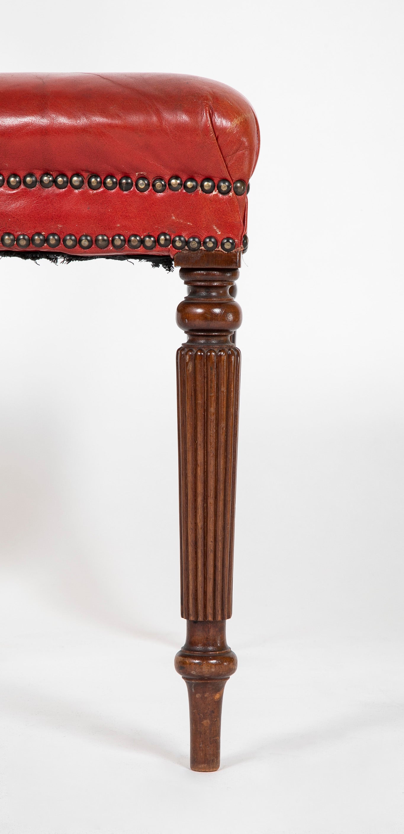 Set of 12 English Mahogany Dining Chairs with Red Leather Seats