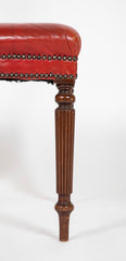 Set of 12 English Mahogany Dining Chairs with Red Leather Seats