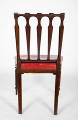 Set of 12 English Mahogany Dining Chairs with Red Leather Seats