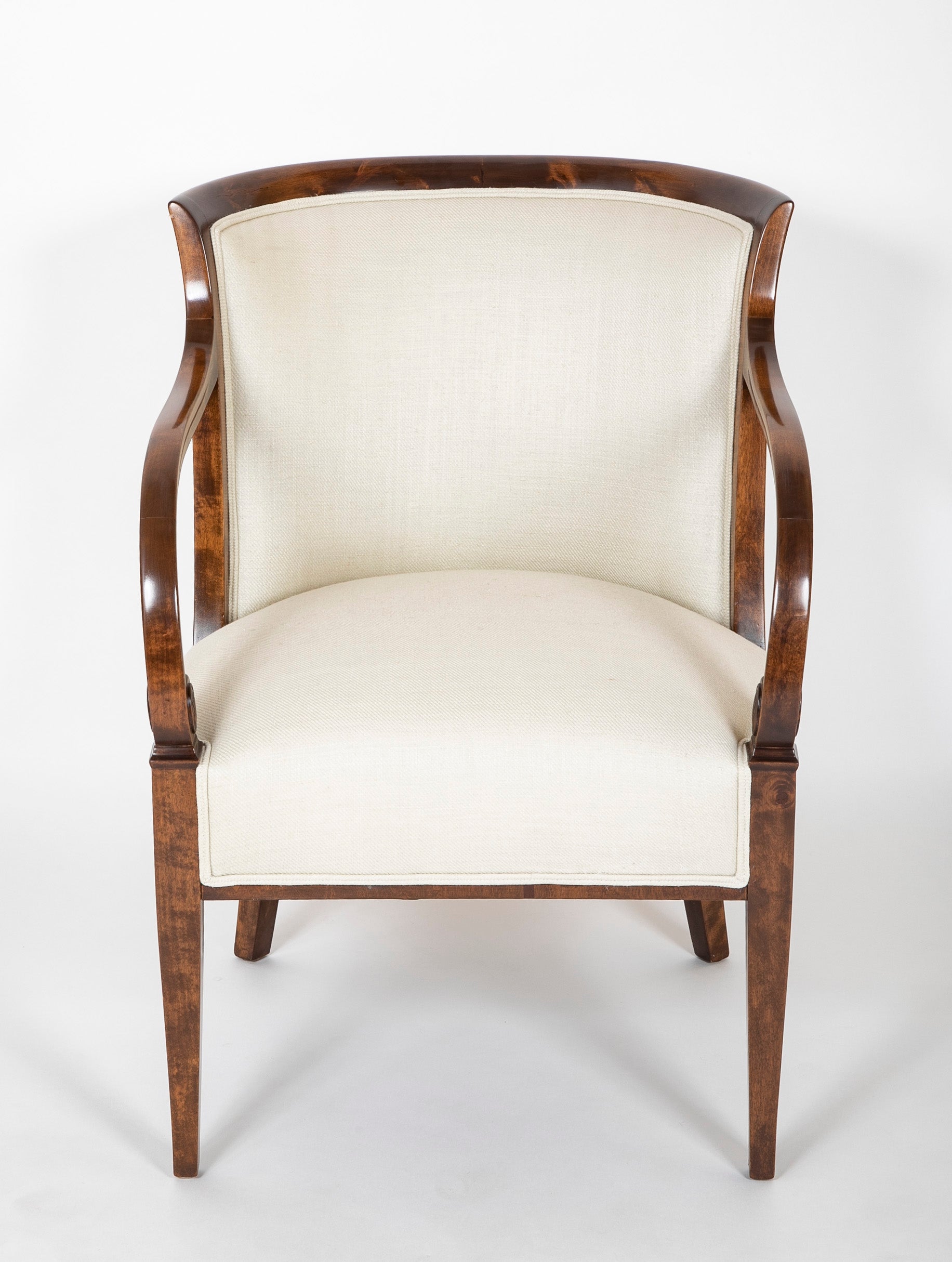 Pair of Walnut Armchairs in Neoclassical Style