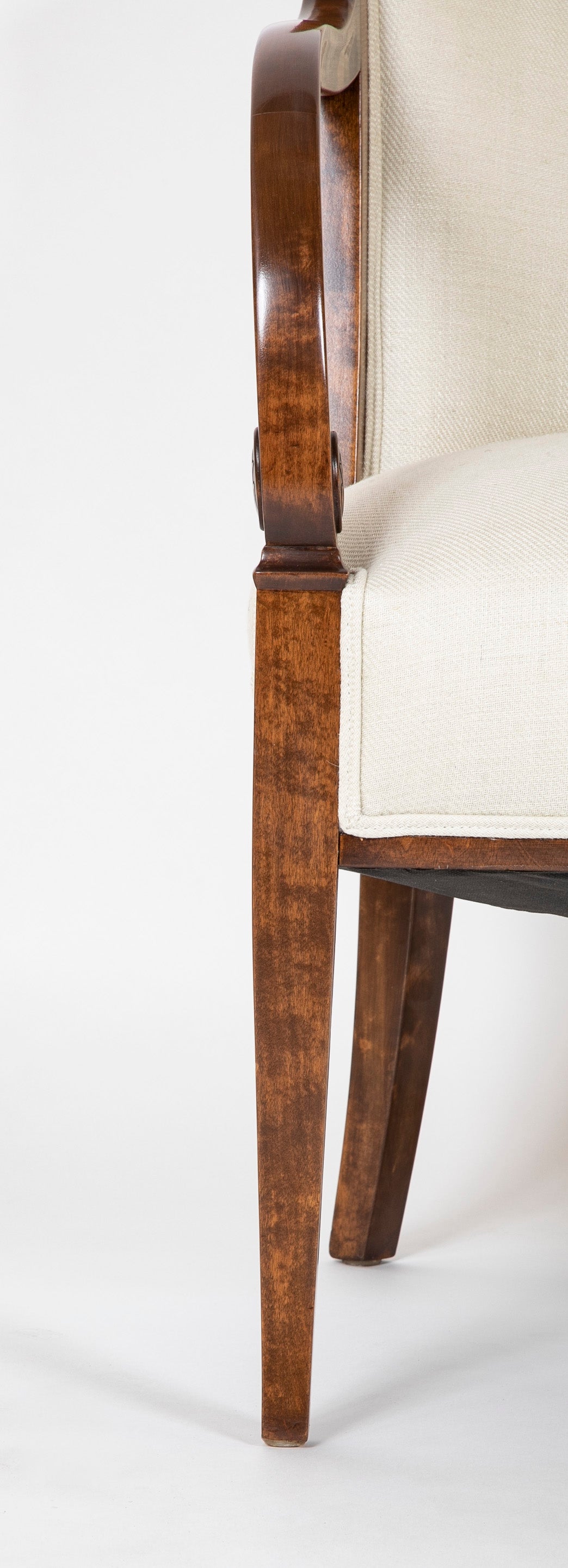 Pair of Walnut Armchairs in Neoclassical Style