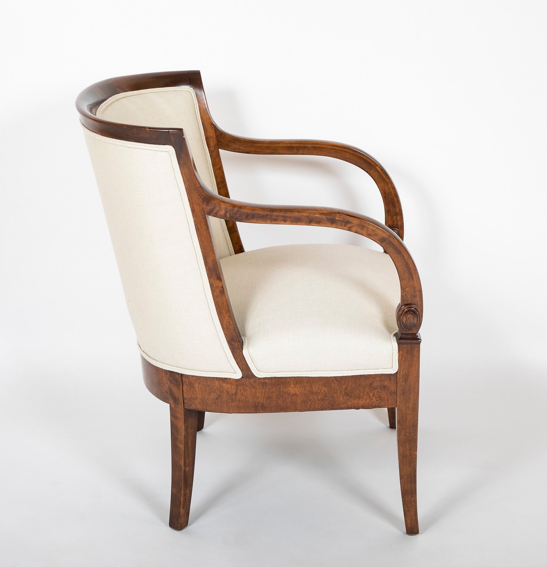 Pair of Walnut Armchairs in Neoclassical Style