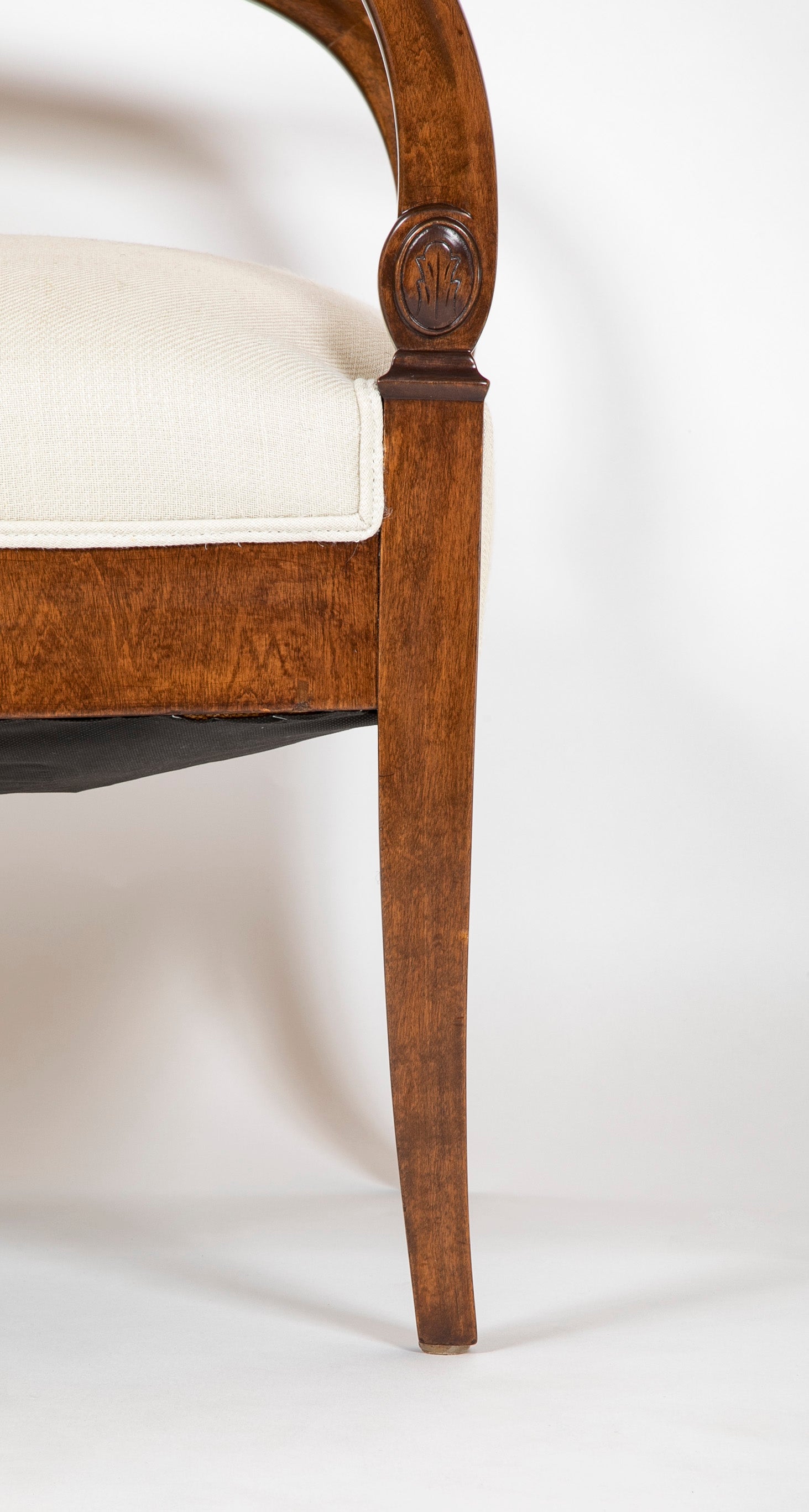 Pair of Walnut Armchairs in Neoclassical Style