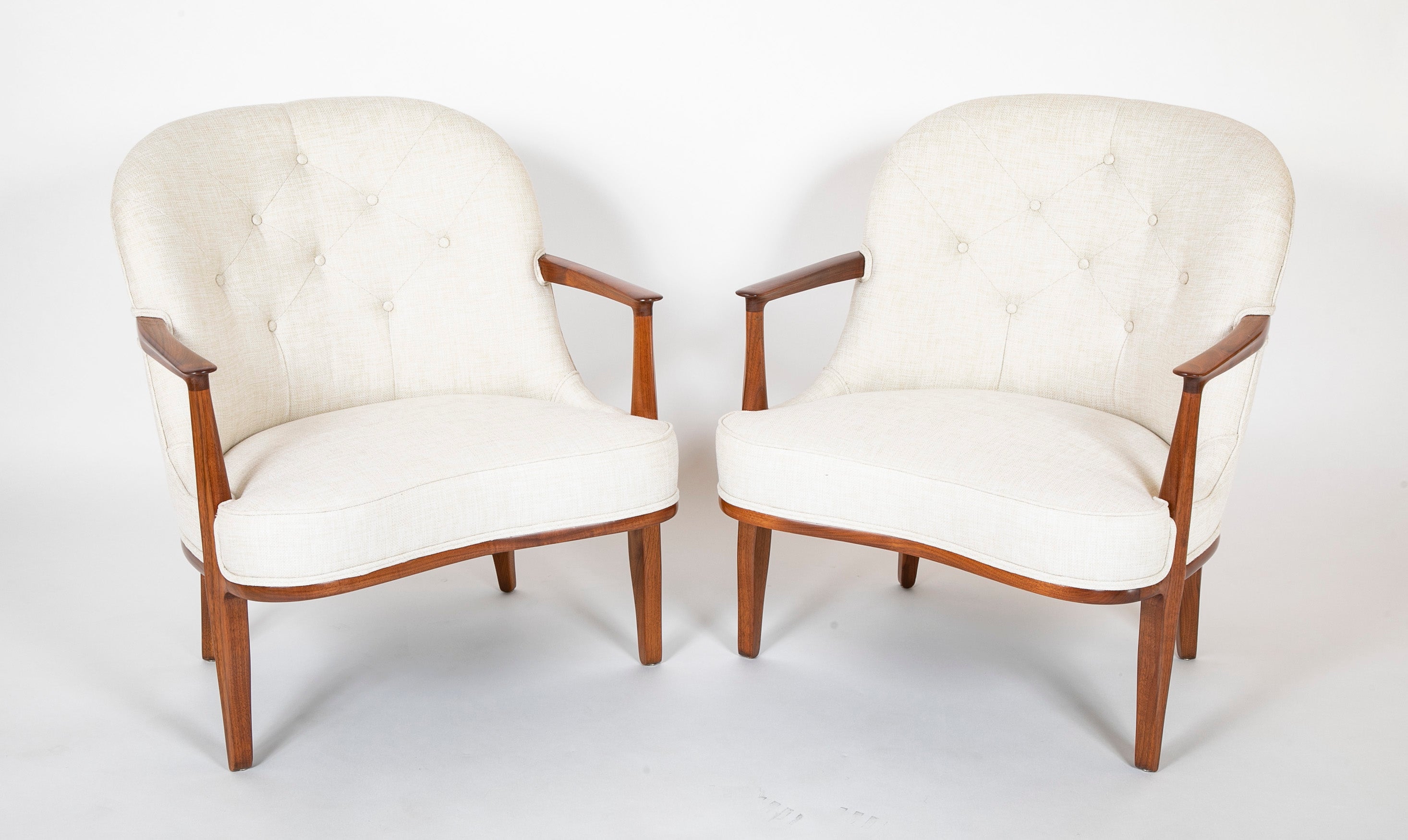 A Pair of Edward Wormley Tufted Armchairs from the Janus Collection