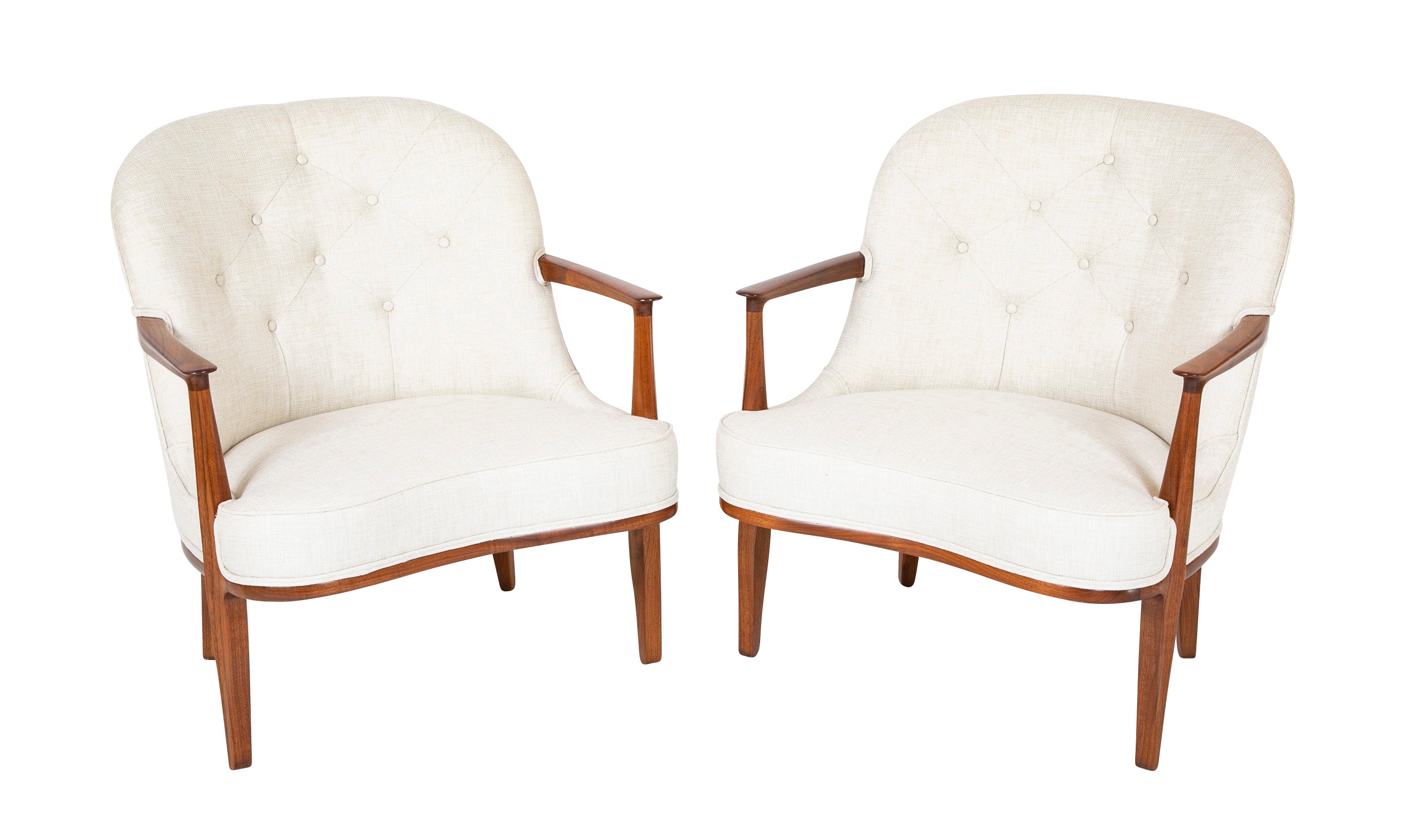 A Pair of Edward Wormley Tufted Armchairs from the Janus Collection