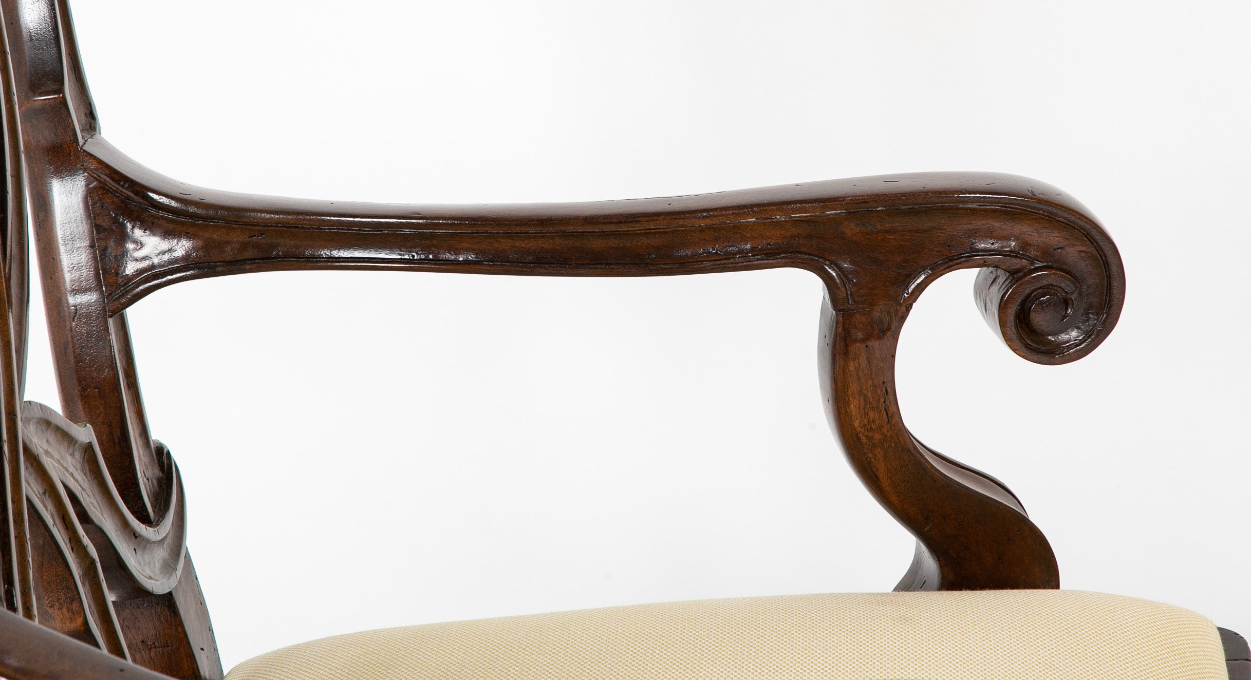 A Pair of Venetian Rococo Style Walnut Armchairs