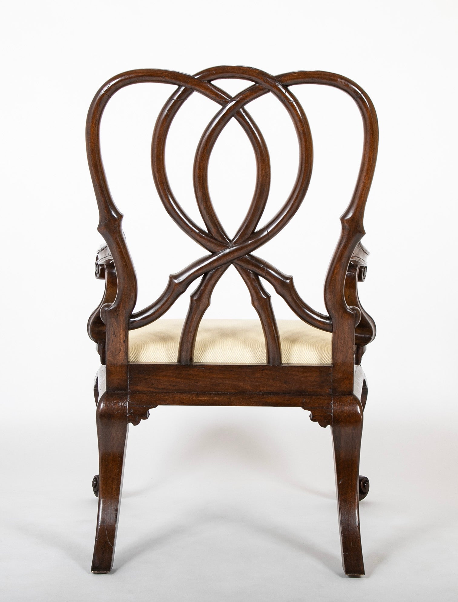 A Pair of Venetian Rococo Style Walnut Armchairs