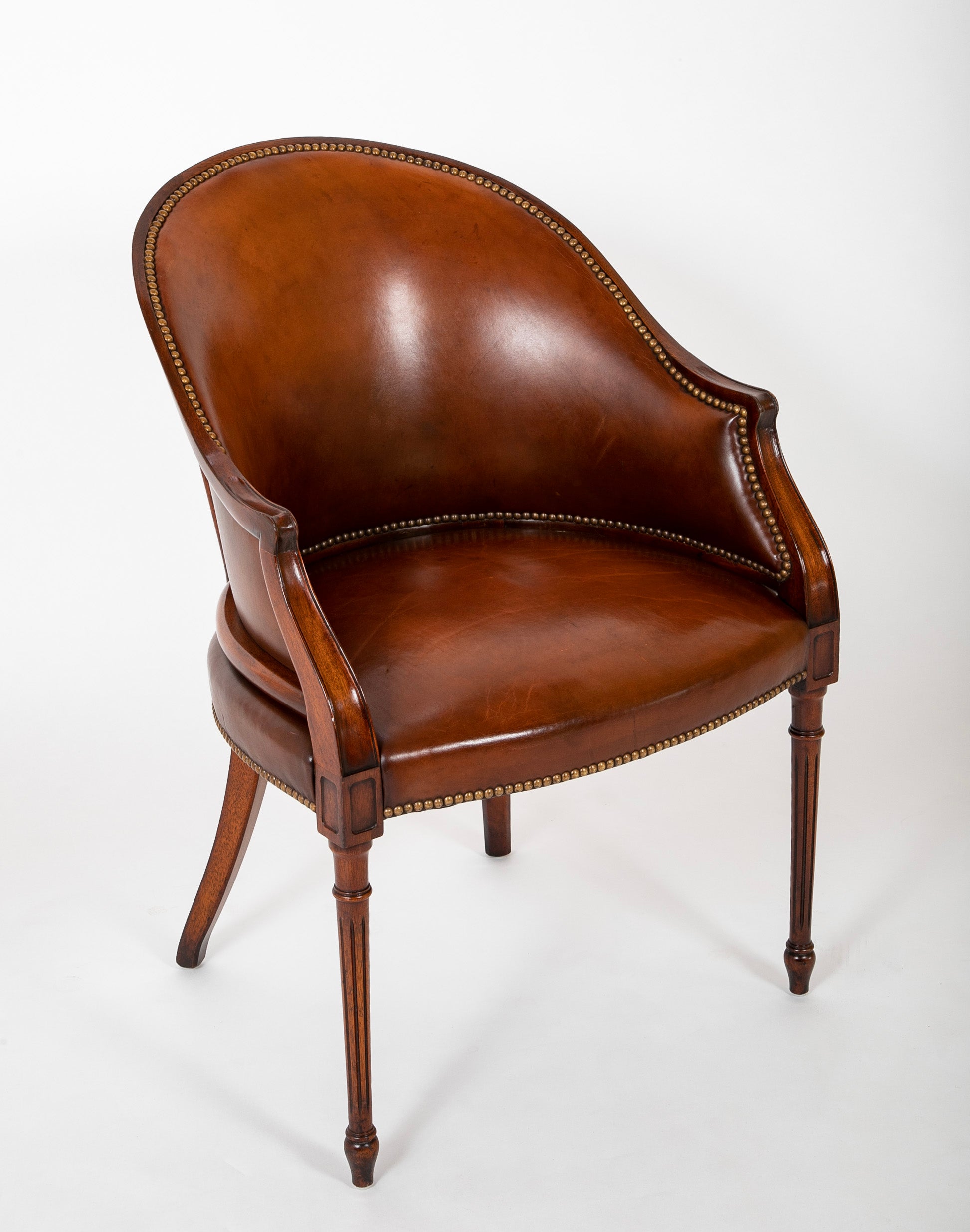 12 Mahogany and Leather Regency Style Armchairs - Available in Various Sets of 4 and 2