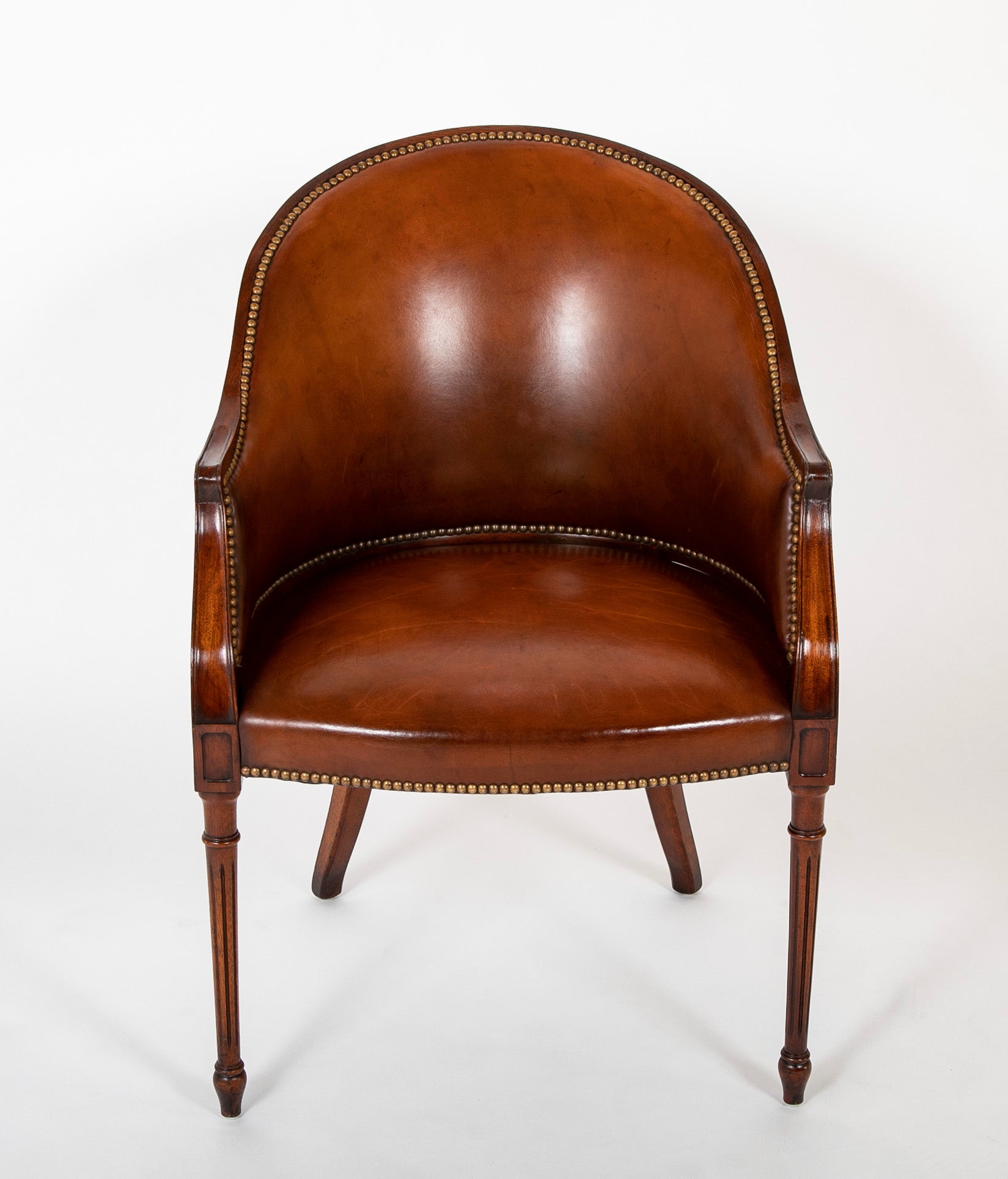 12 Mahogany and Leather Regency Style Armchairs - Available in Various Sets of 4 and 2