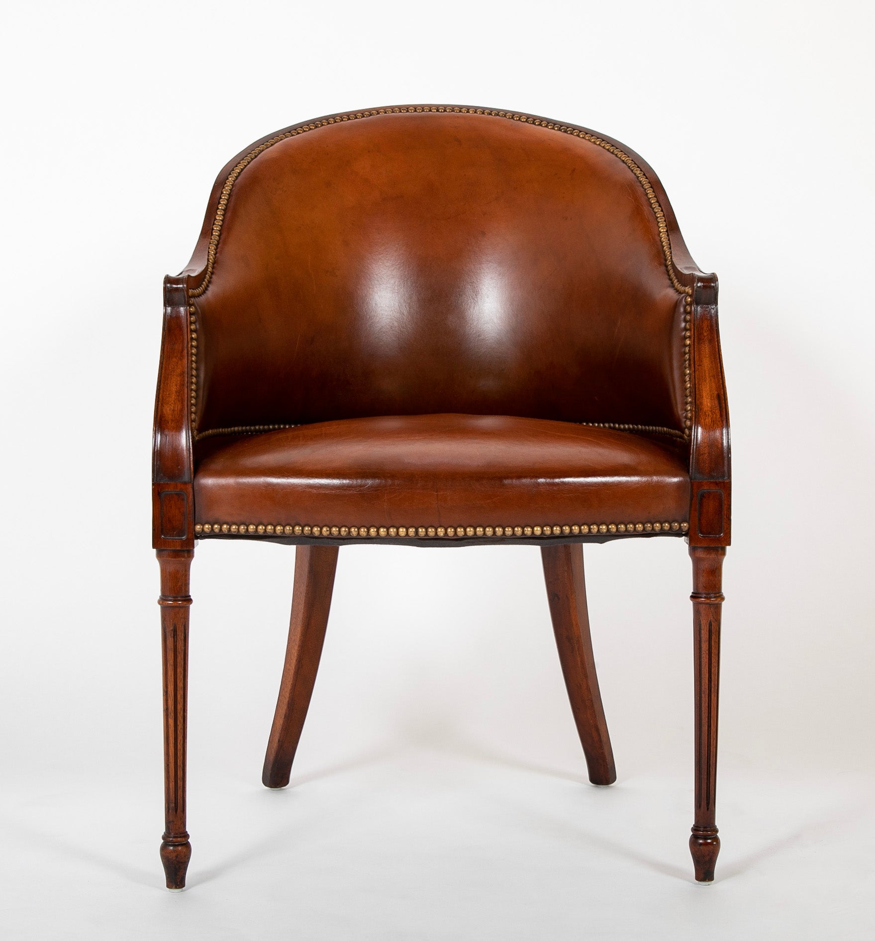 12 Mahogany and Leather Regency Style Armchairs - Available in Various Sets of 4 and 2