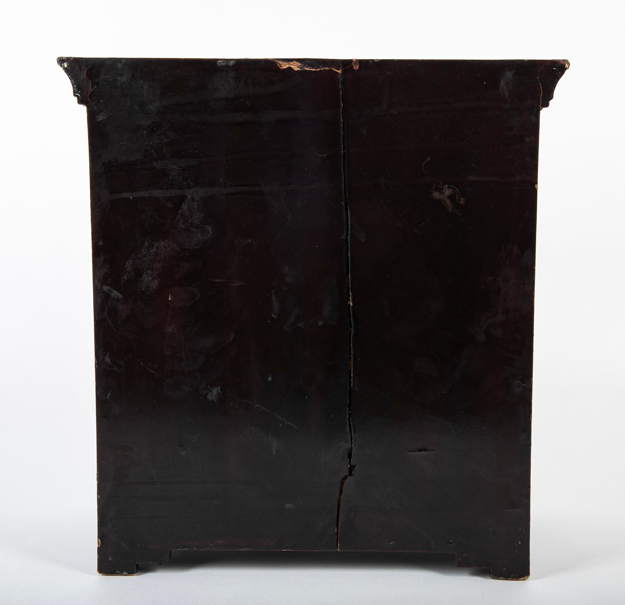 A Chinese Two Door Black Lacquered Table Top Chest