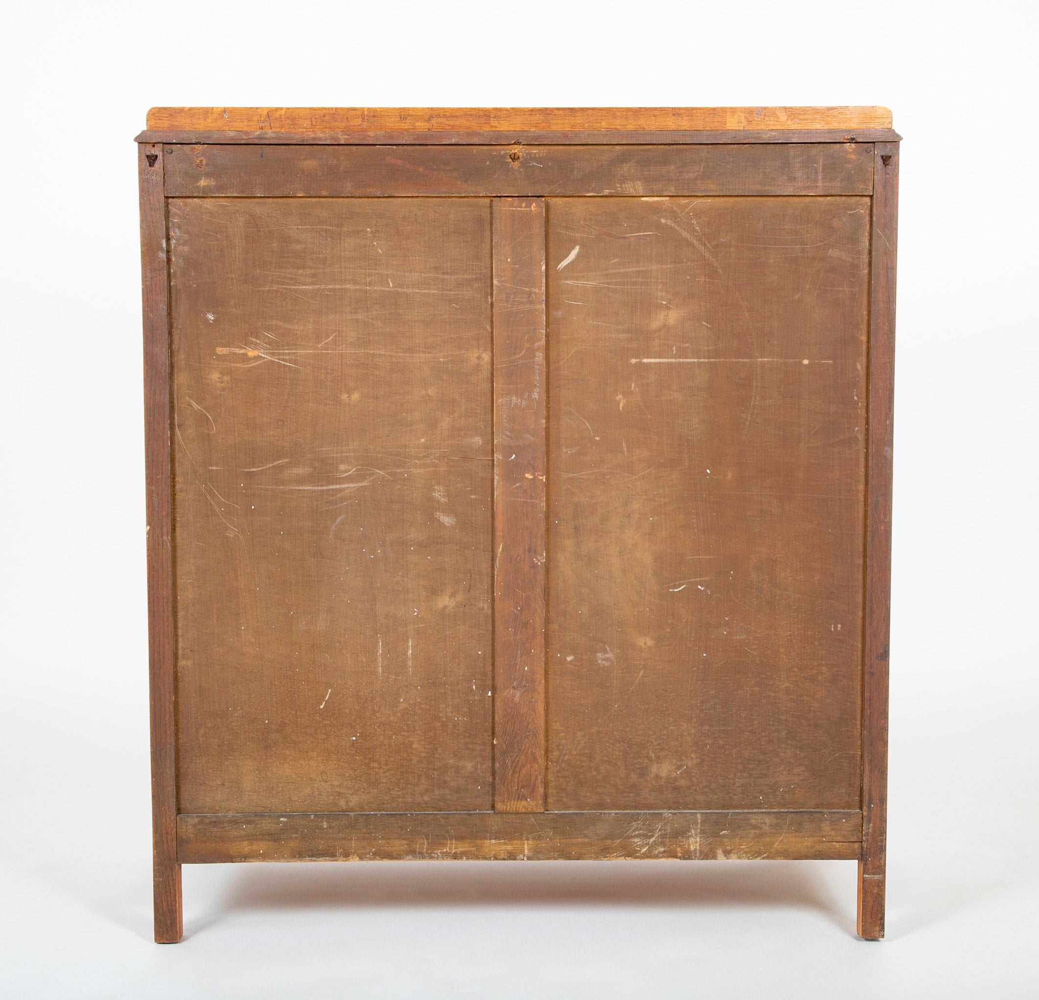 Pair of English Cotswold School Limed Oak Five Drawer Chests
