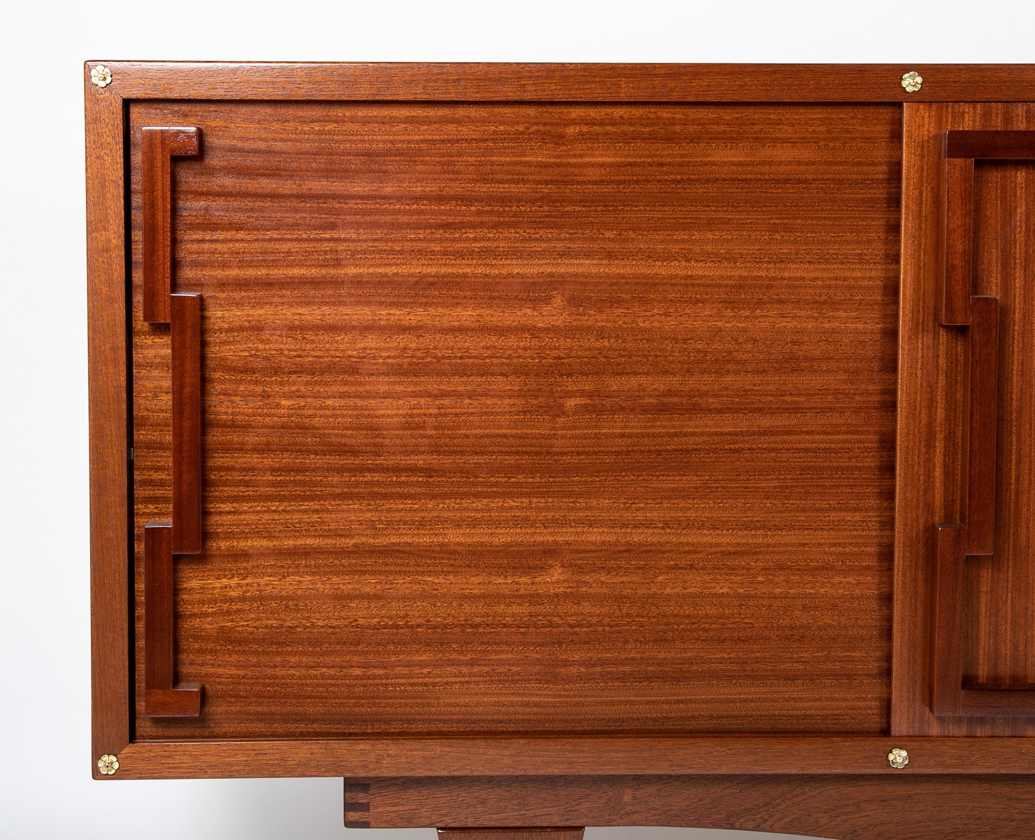 Andre Sornay Sapele Sideboard with Bold Geometric Form Mahogany Handles