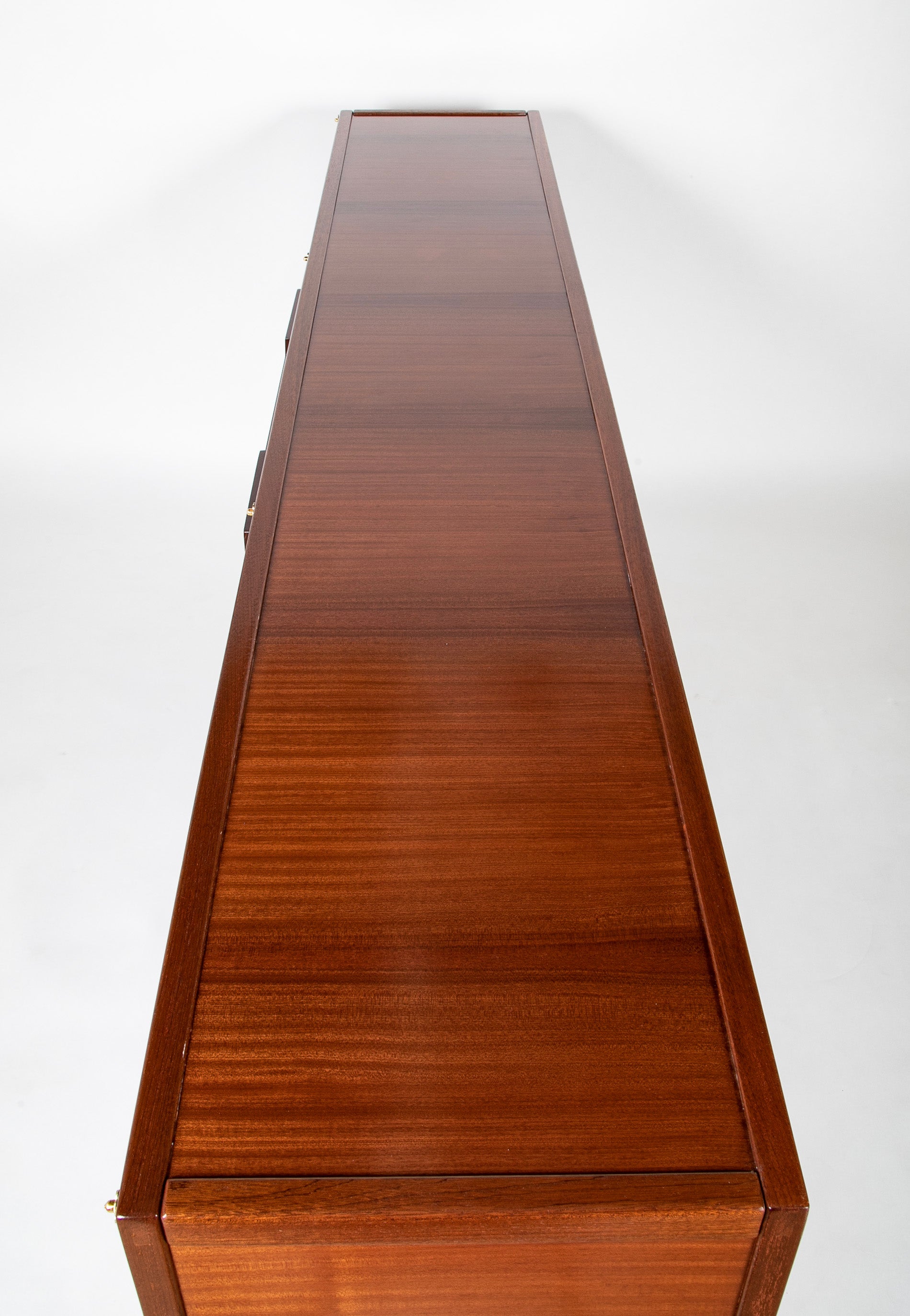 Andre Sornay Sapele Sideboard with Bold Geometric Form Mahogany Handles