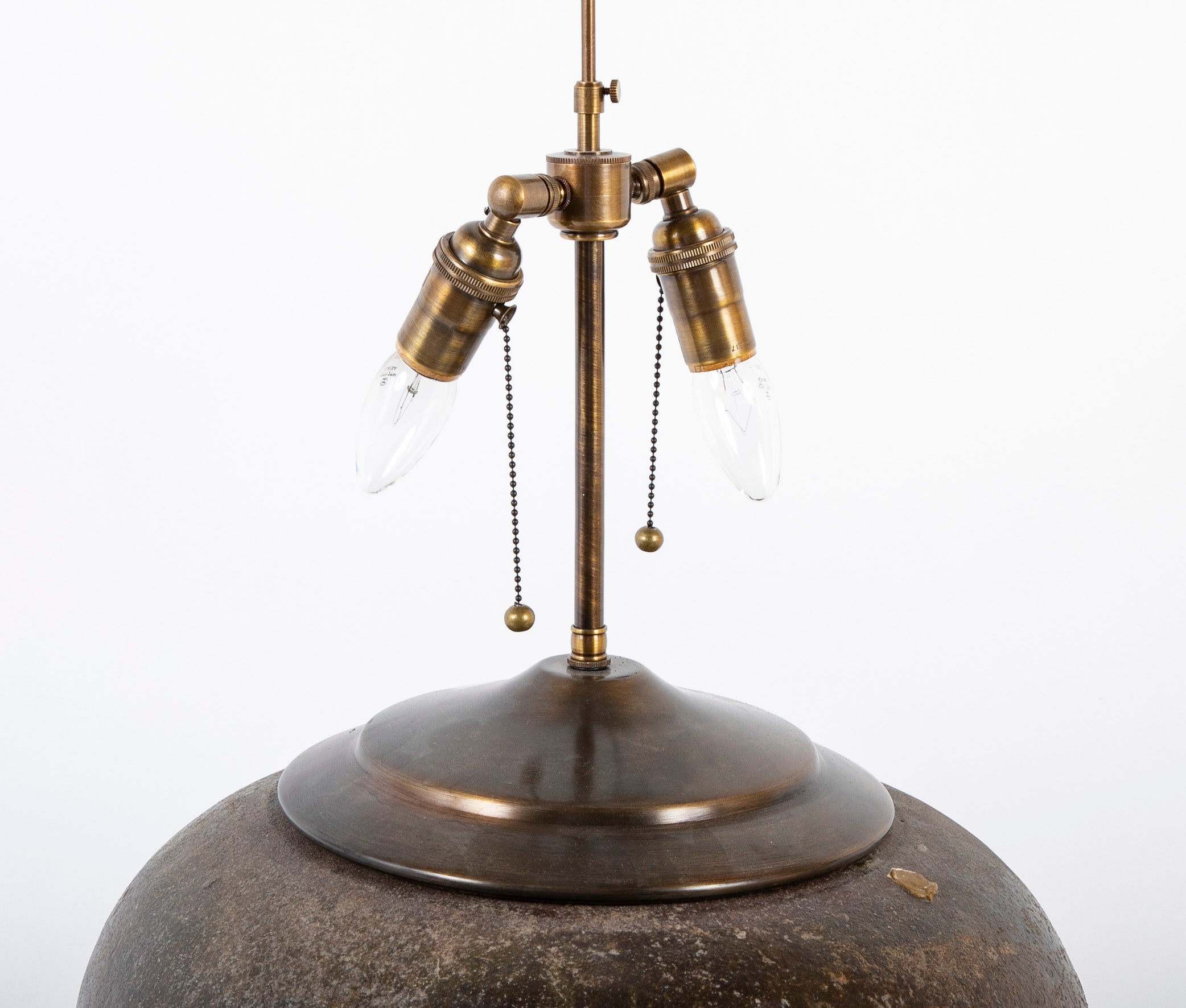 Two Bronze Glazed Ceramic Lamps