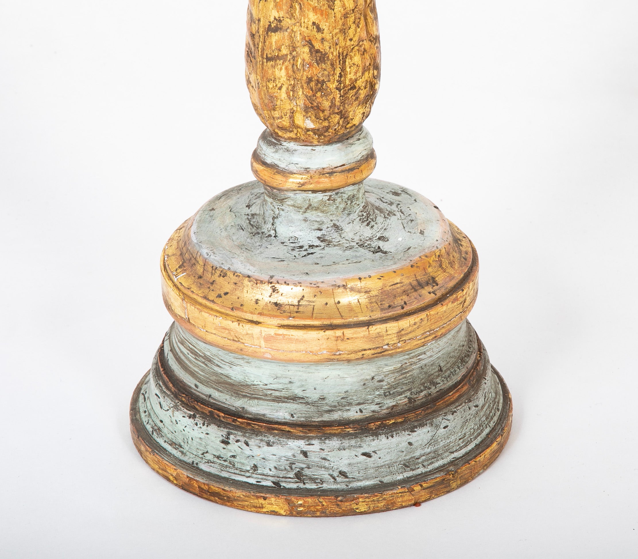 A Pair of 19th Century Parcel Gilt and Painted Neoclassical Style Italian Torcheres