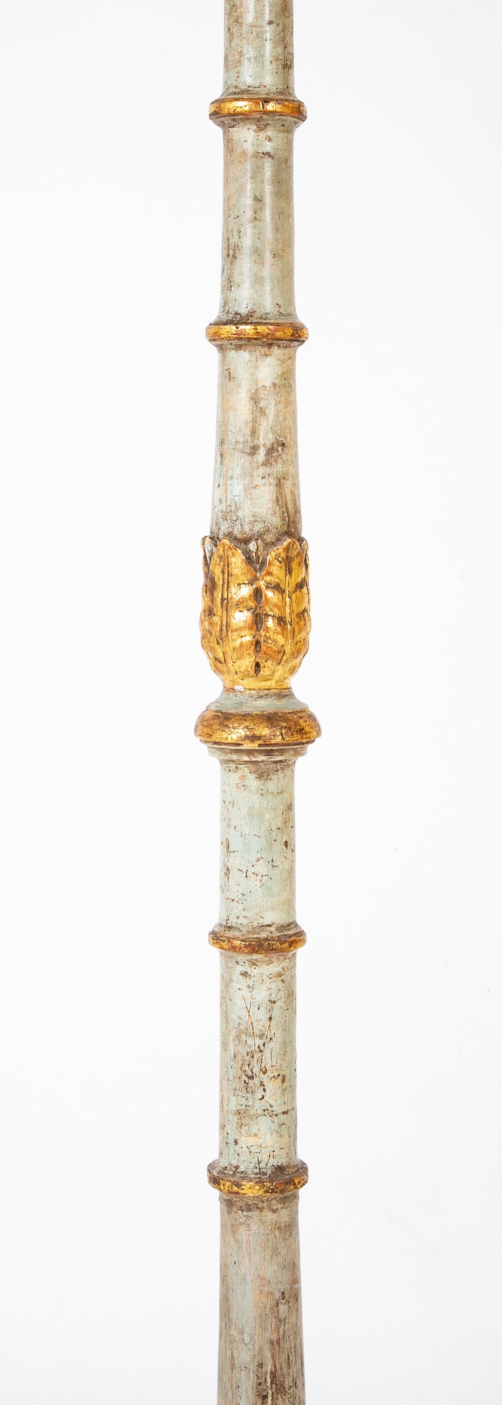 A Pair of 19th Century Parcel Gilt and Painted Neoclassical Style Italian Torcheres
