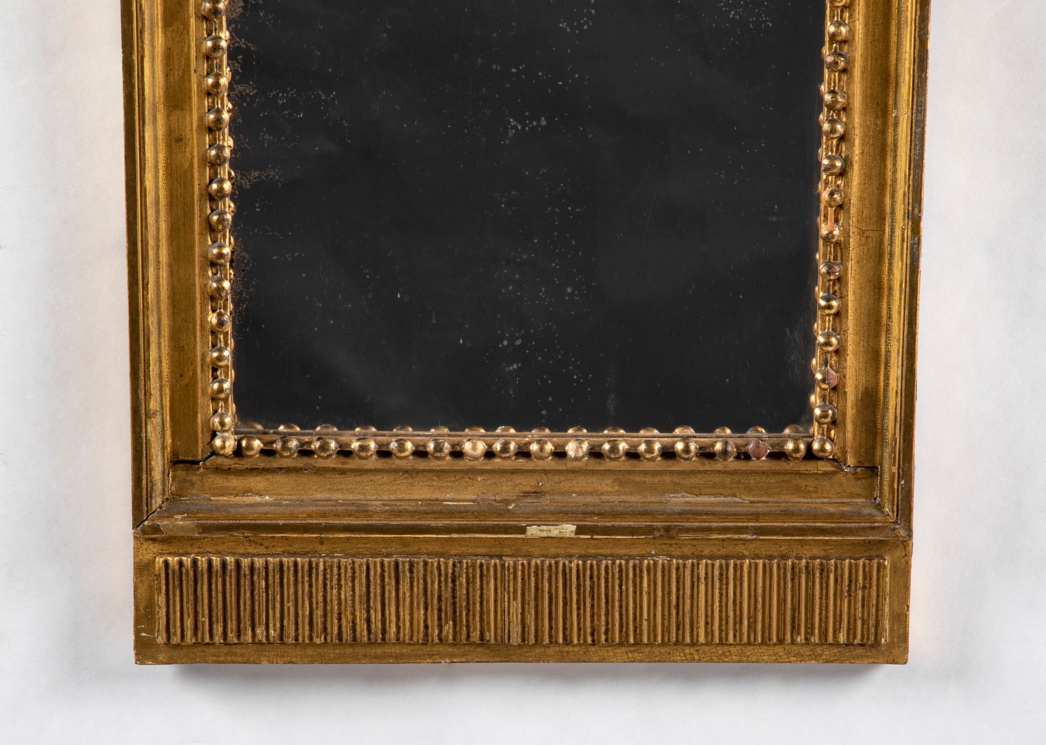 Charming Small French Gilt Wood and Painted Mirror