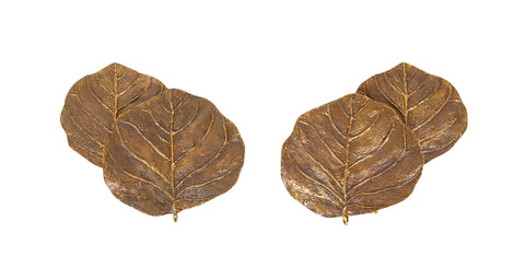 Pair of Bronze Mid-Century "Leaves" Sconces for Maison Charles