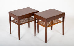 A Pair of Severin Hansen-Hasler Rosewood and Cane Nightstands