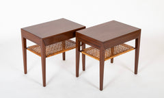 A Pair of Severin Hansen-Hasler Rosewood and Cane Nightstands