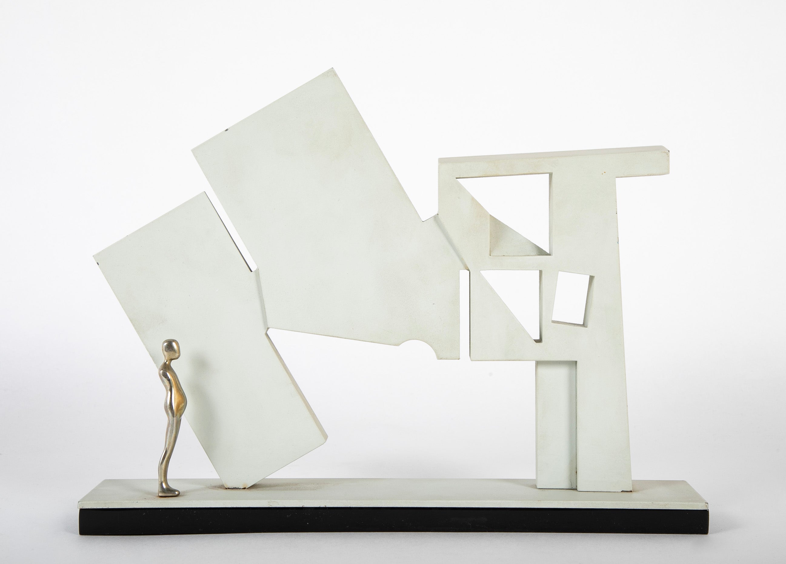Patinated Bronze and Silverplate Sculpture by American Artist Ernest Trova