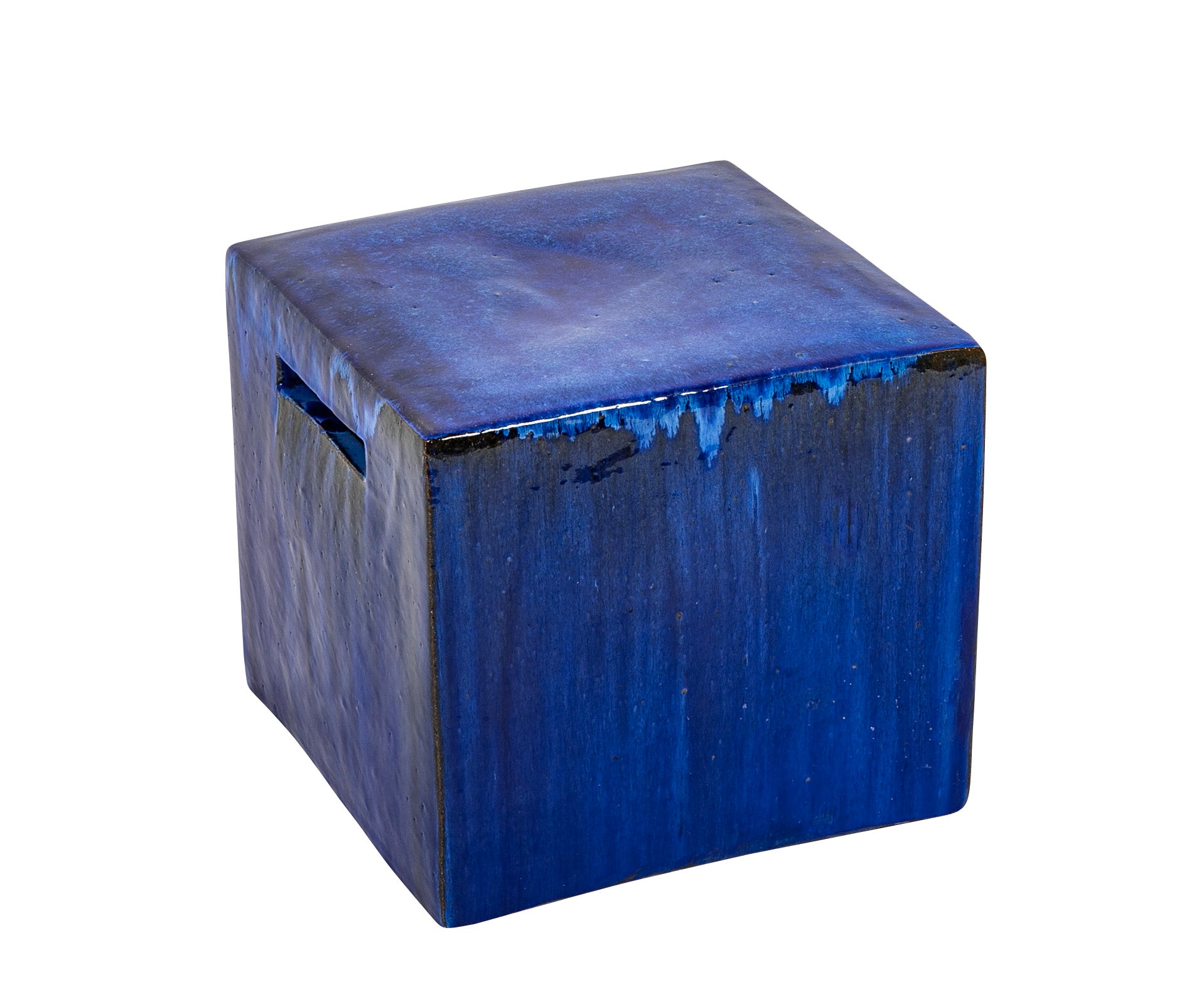 Paola Navone Blue Glazed Ceramic Footstool