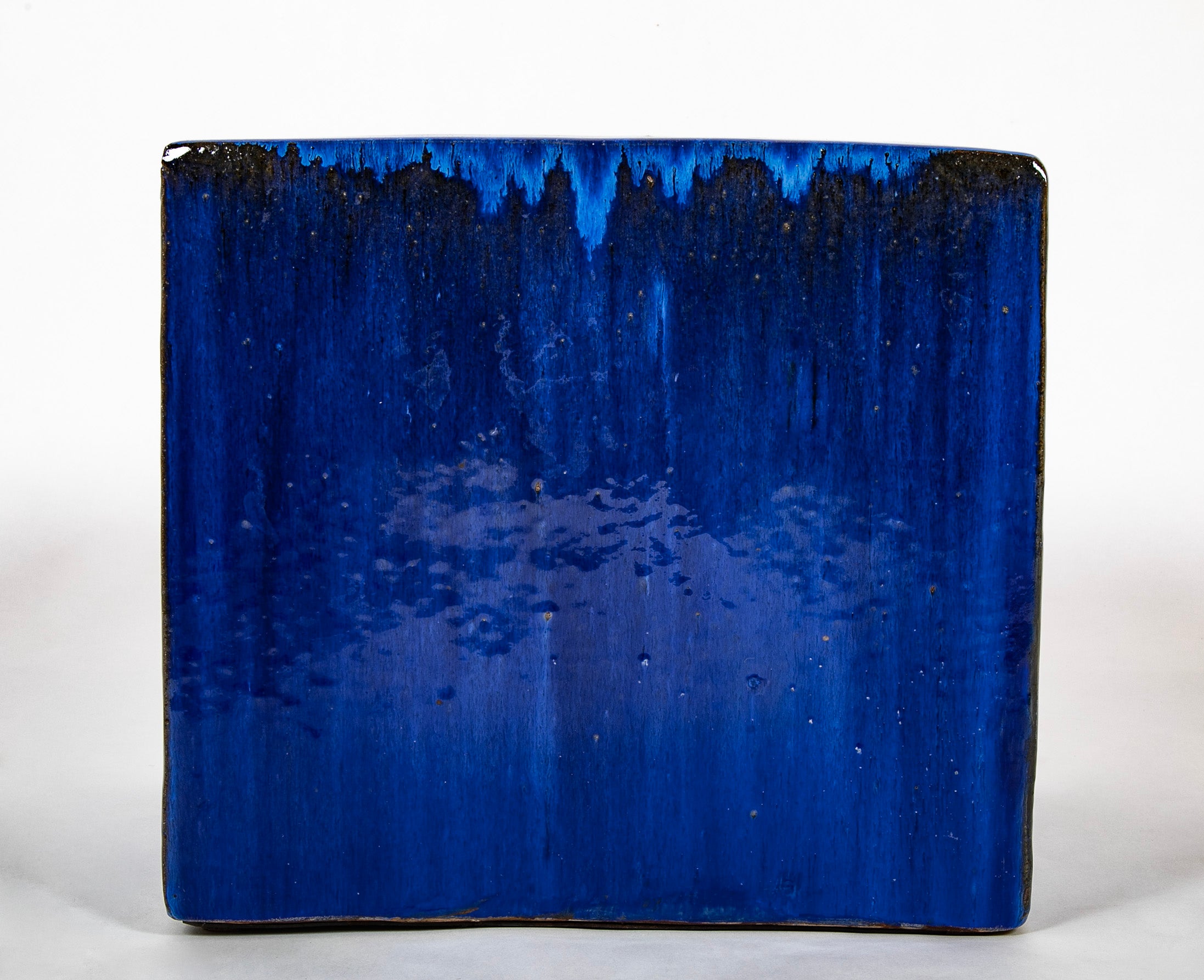 Paola Navone Blue Glazed Ceramic Footstool