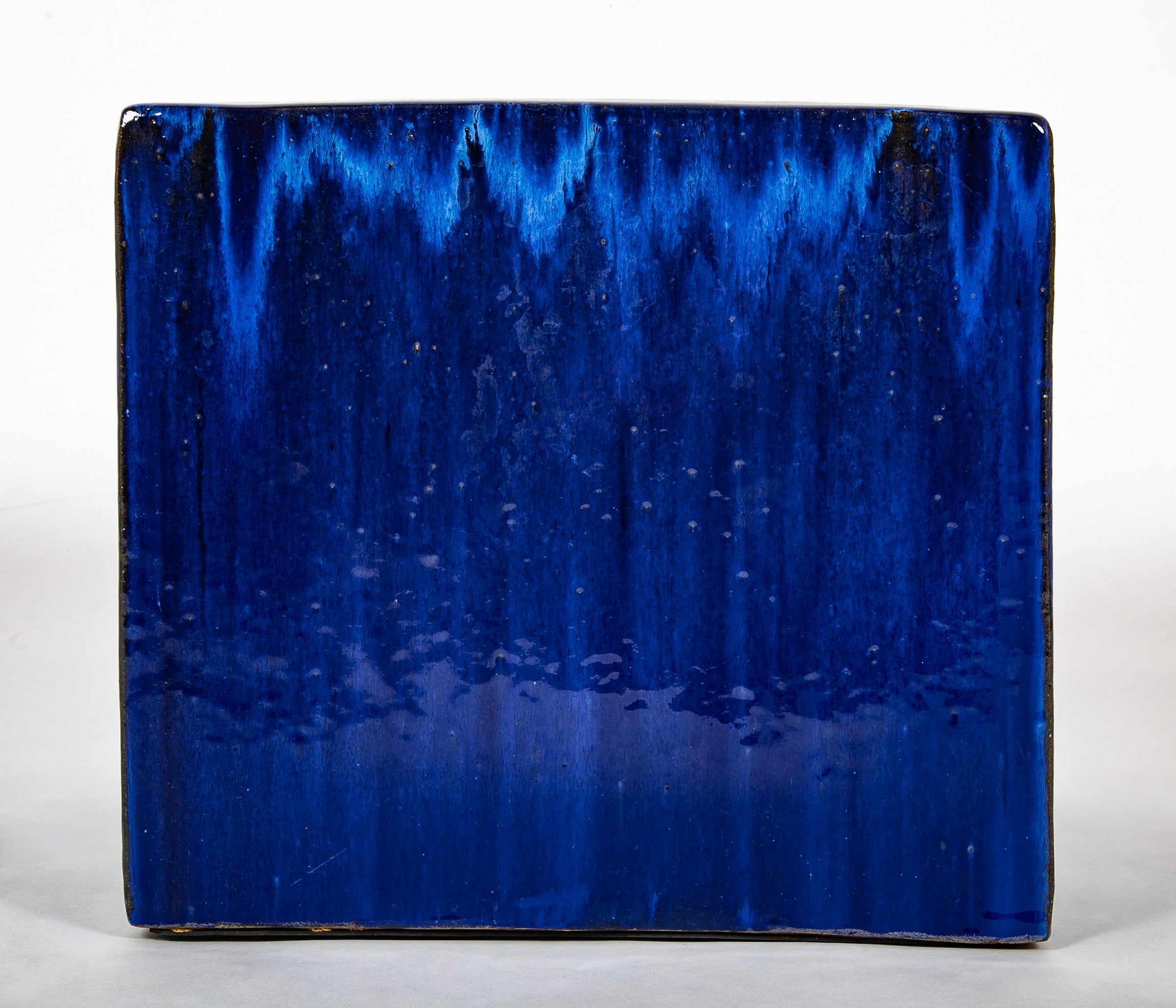 Paola Navone Blue Glazed Ceramic Footstool