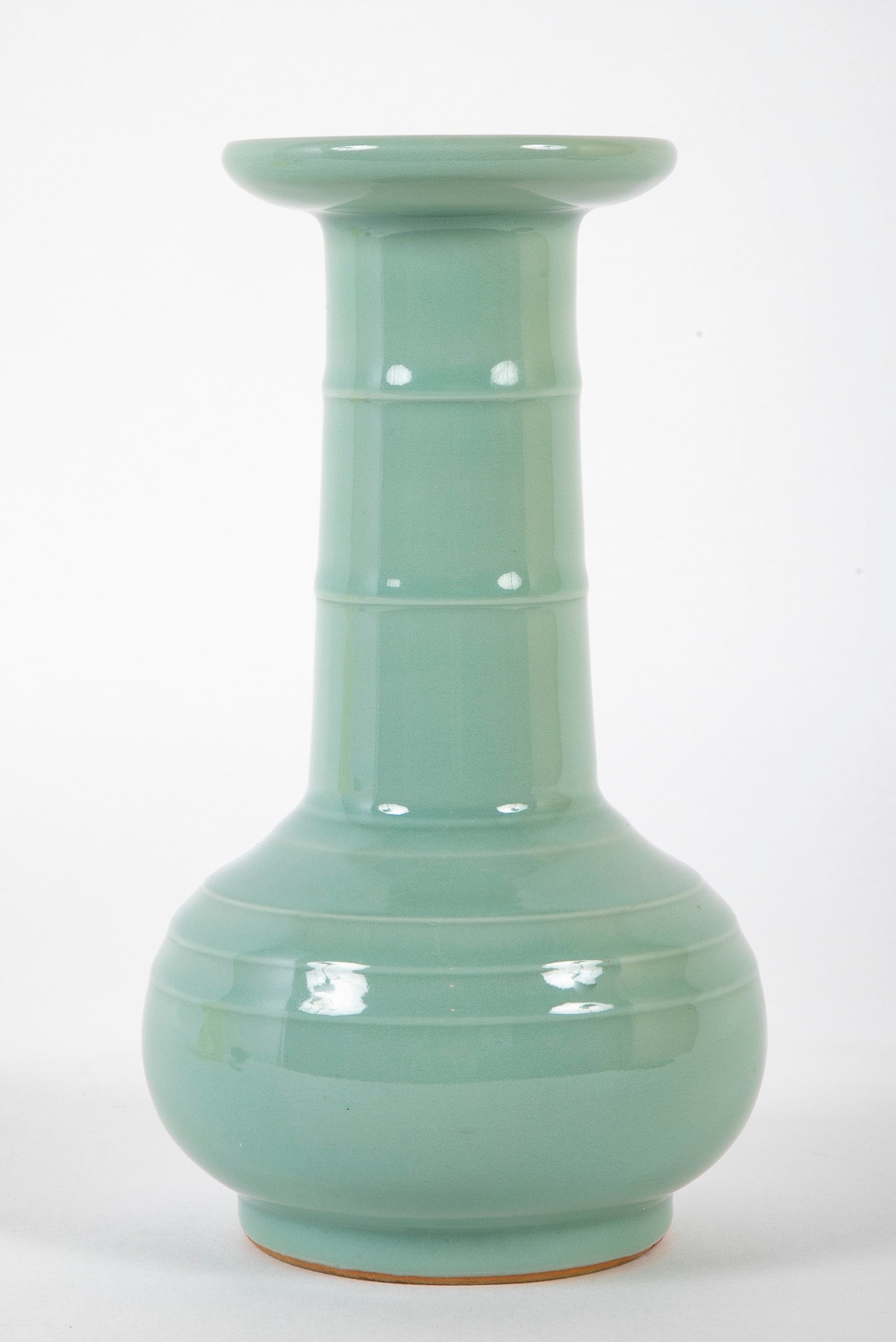 Miyanaga Tozan Pale Green Porcelain Vase in Mallet Form