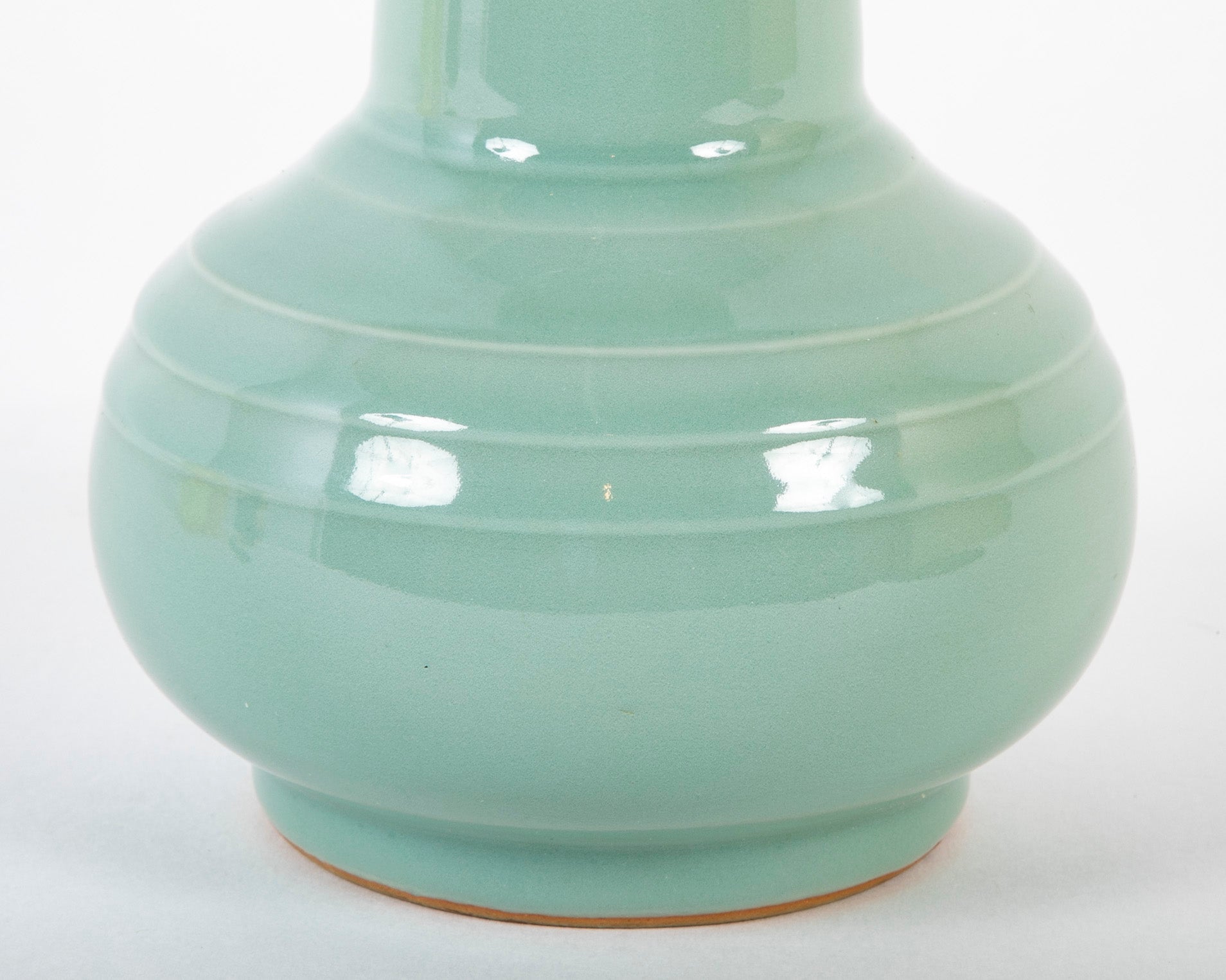 Miyanaga Tozan Pale Green Porcelain Vase in Mallet Form