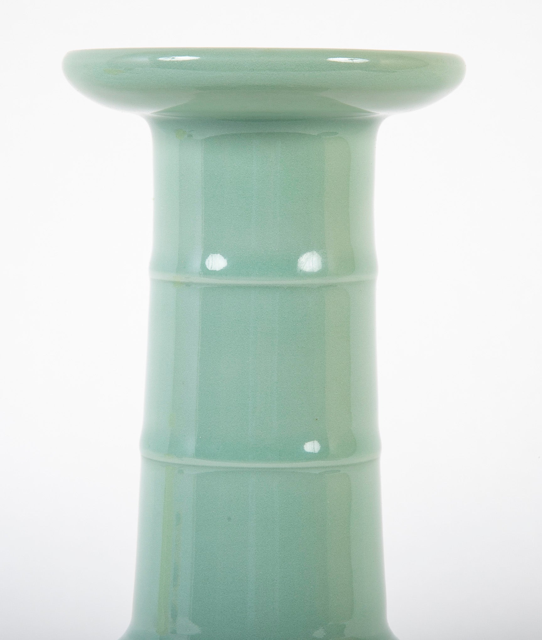 Miyanaga Tozan Pale Green Porcelain Vase in Mallet Form