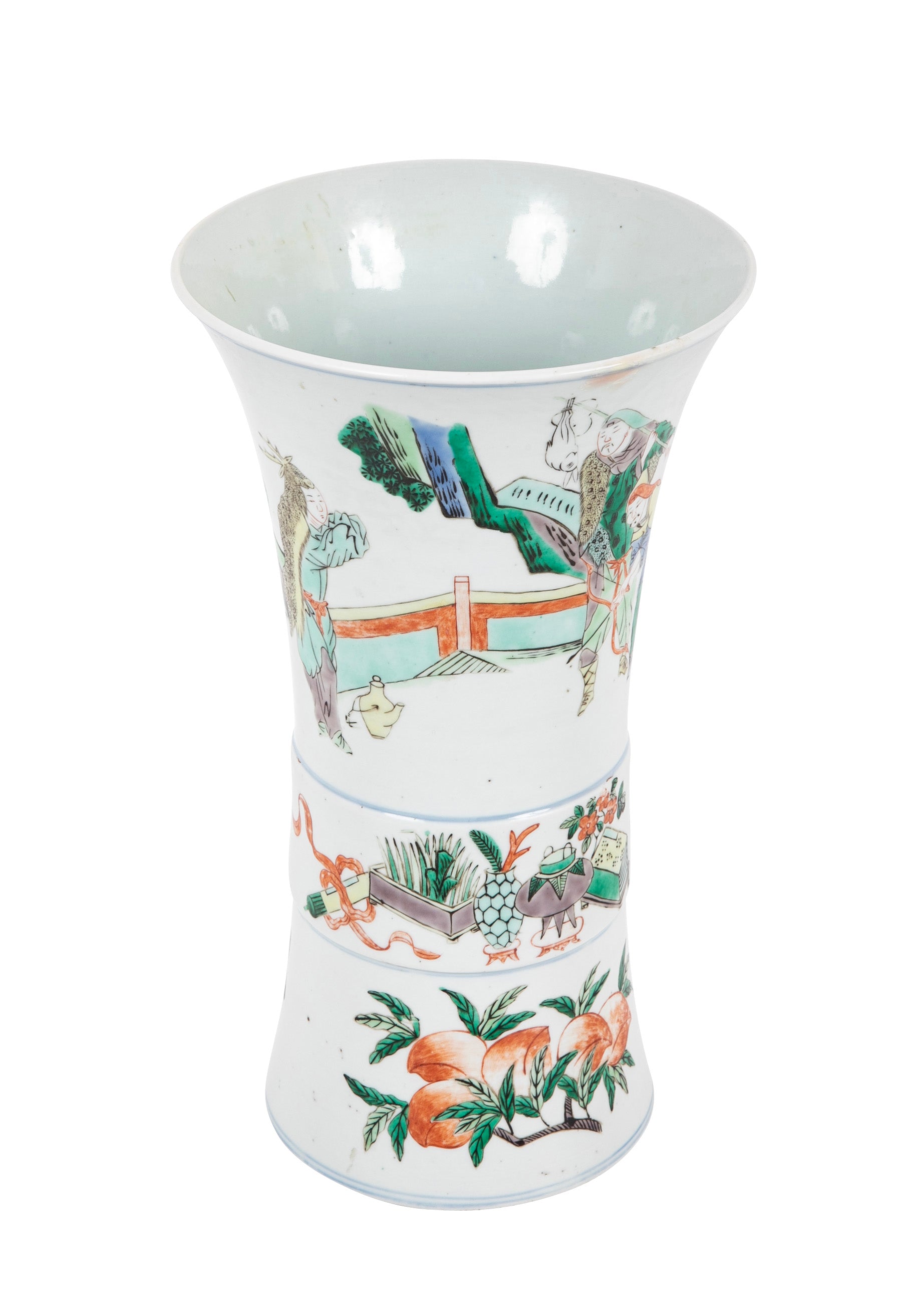 Gu Form Famille Vert Glazed Porcelain Vase
