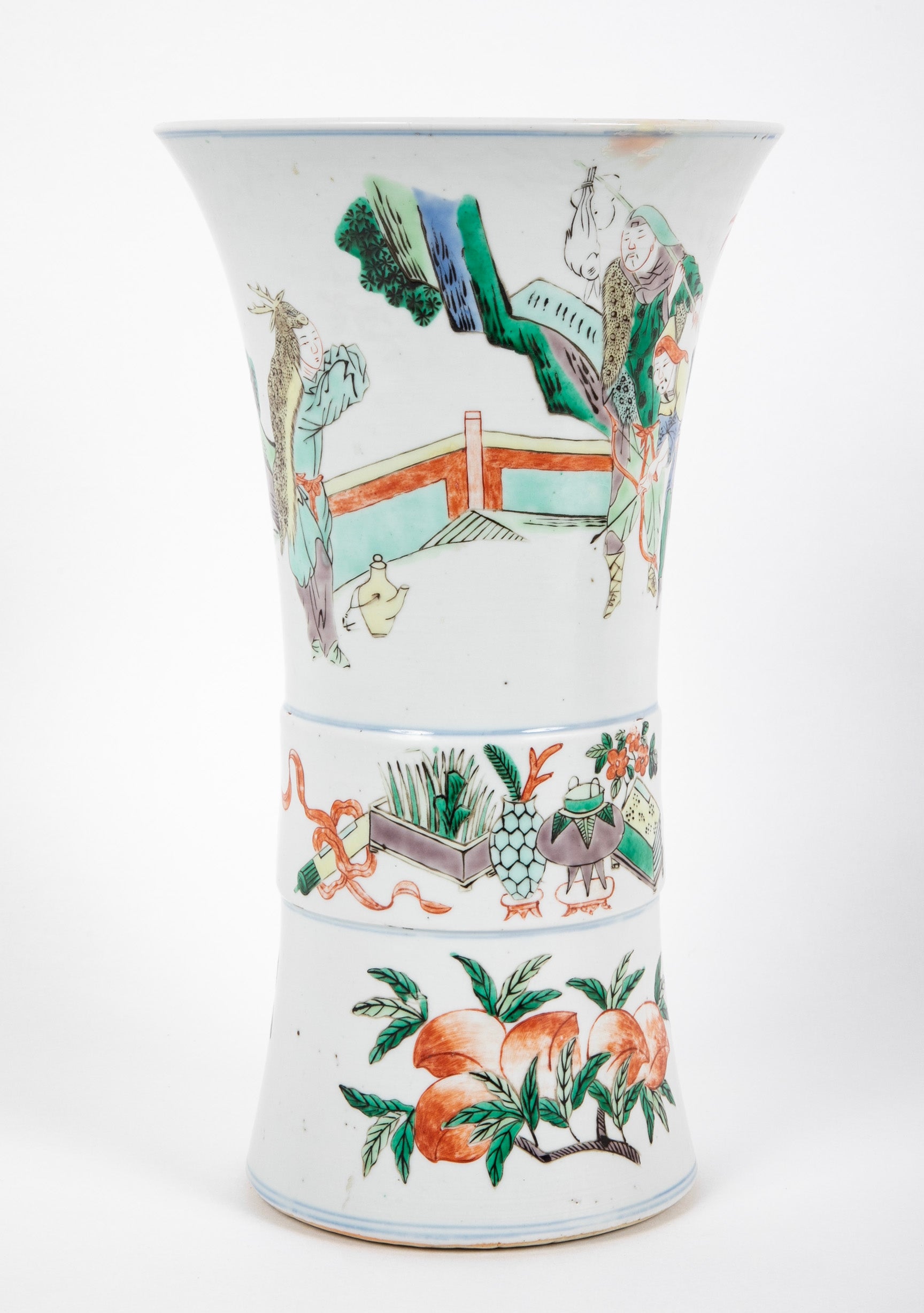 Gu Form Famille Vert Glazed Porcelain Vase