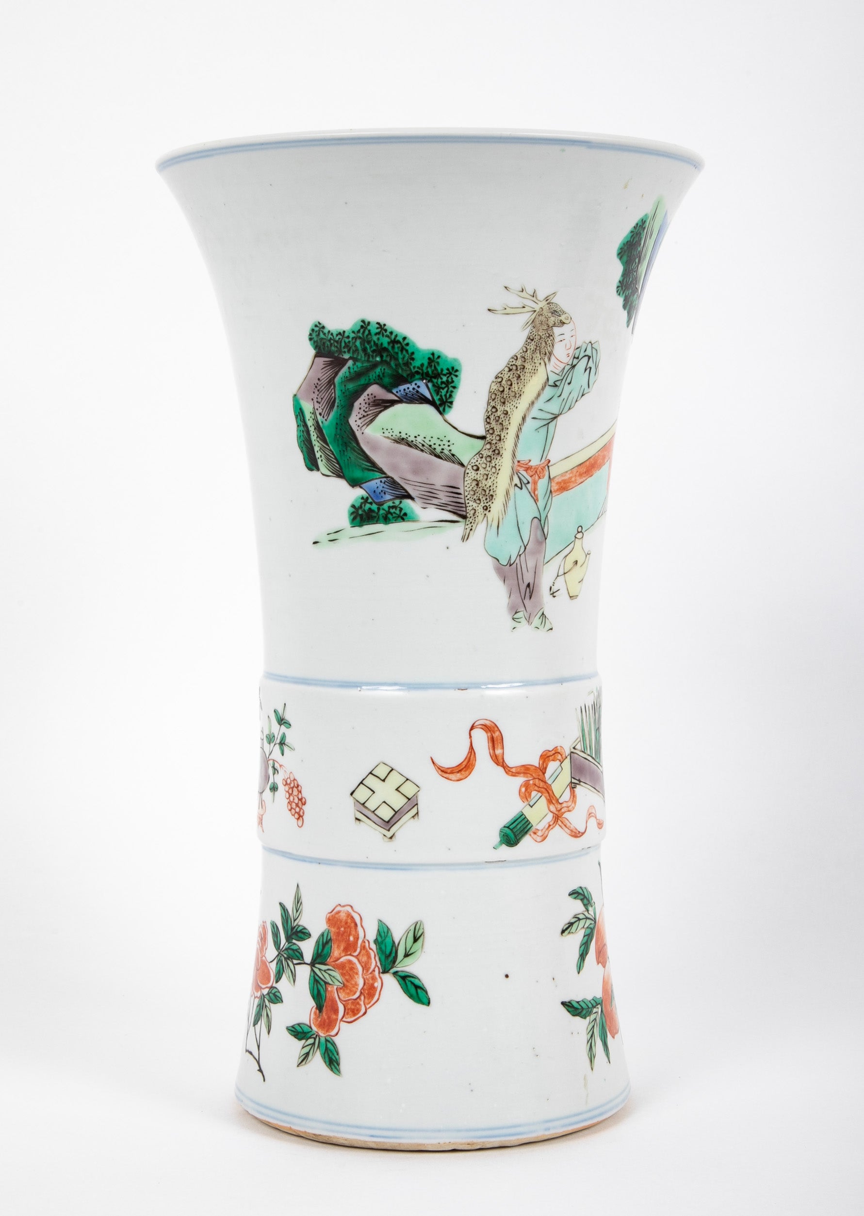 Gu Form Famille Vert Glazed Porcelain Vase
