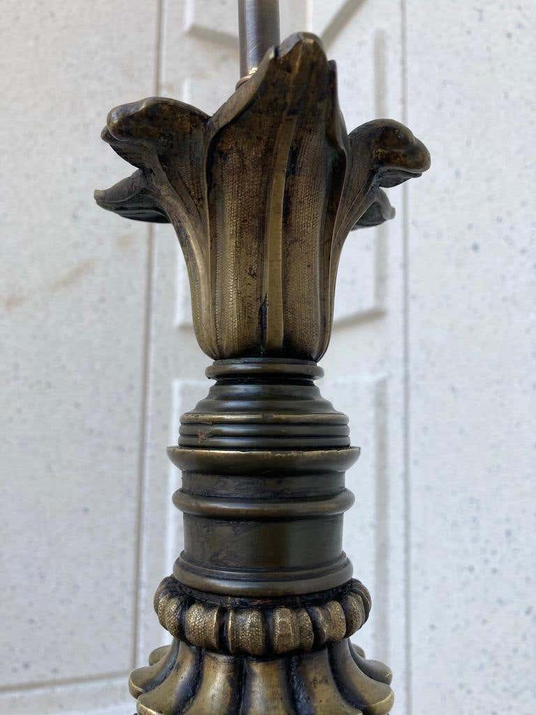 Italian Neoclassical Bronze Floor Lamp with Paw Feet