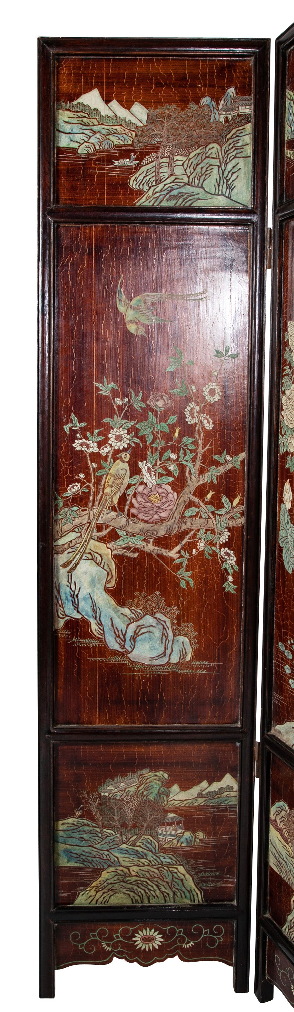 Chinese Six Panel Double Sided Painted Screen from The Republic Period