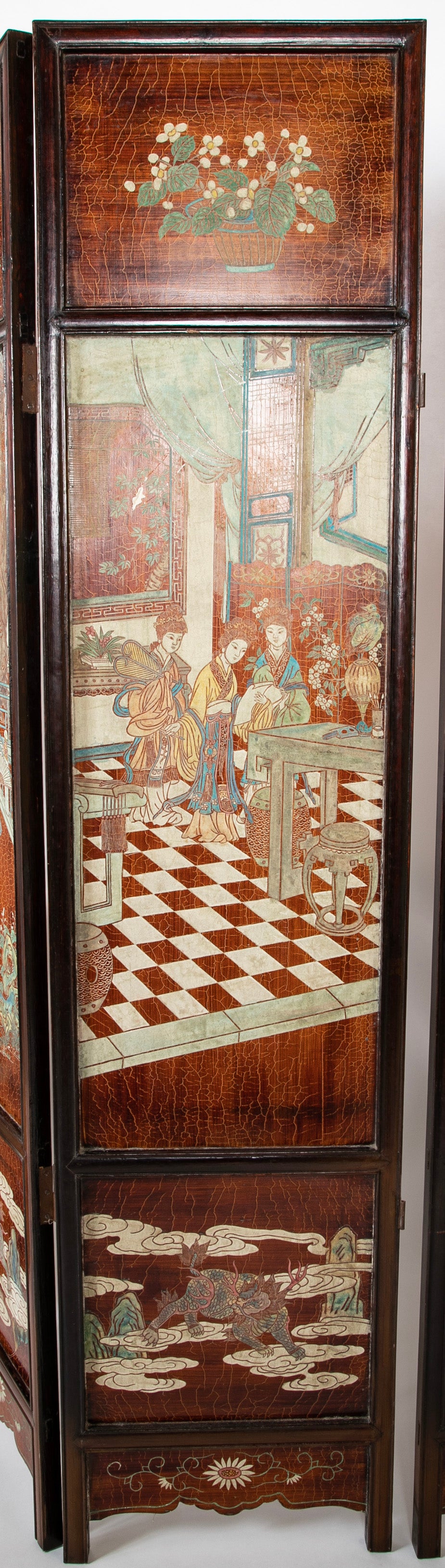 Chinese Six Panel Double Sided Painted Screen from The Republic Period