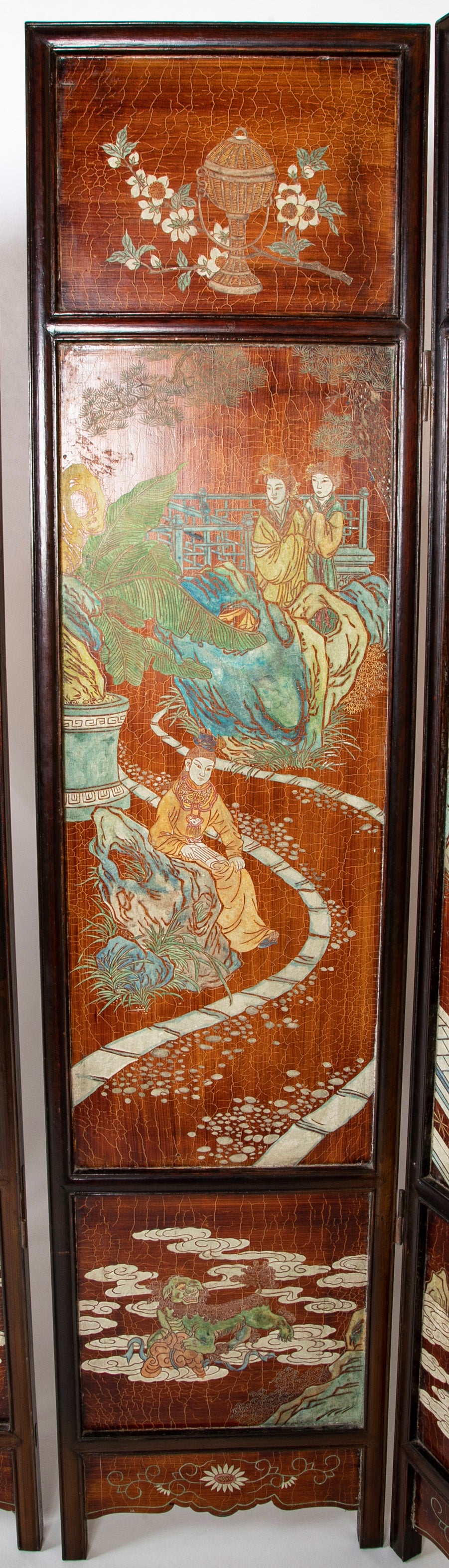 Chinese Six Panel Double Sided Painted Screen from The Republic Period