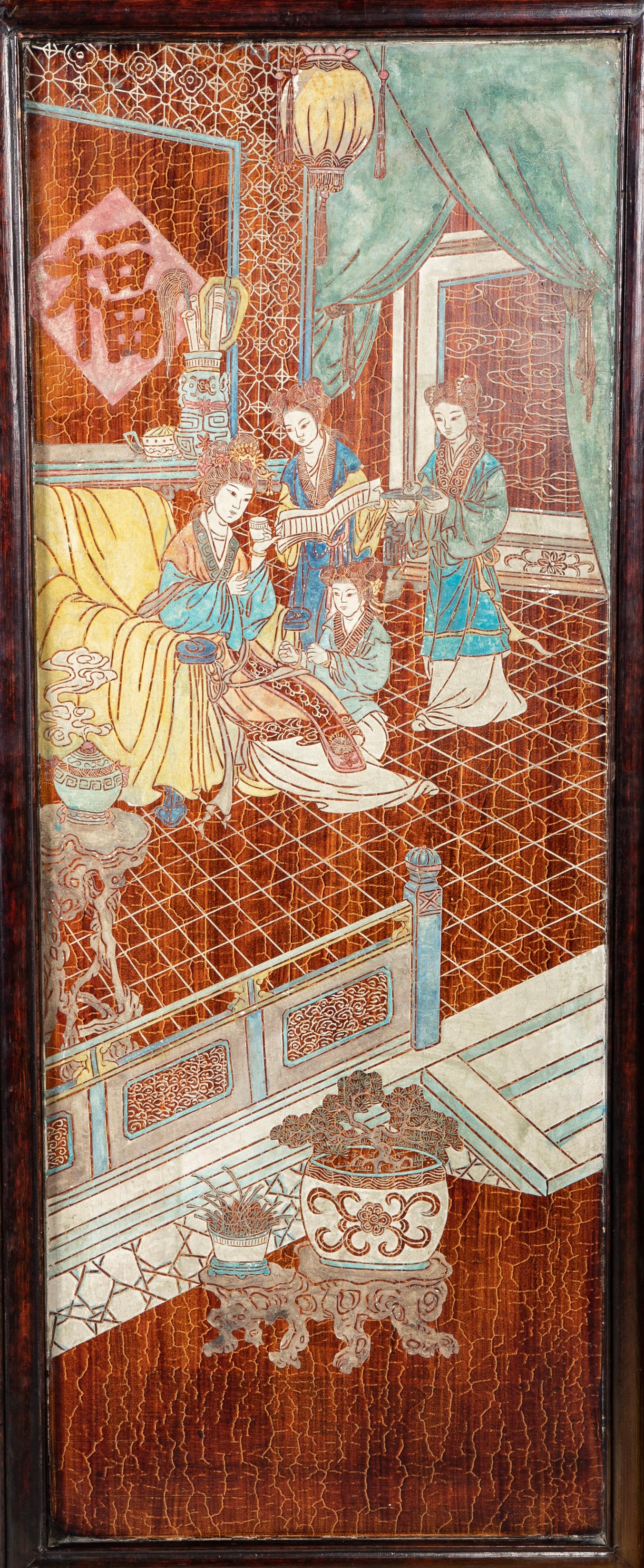 Chinese Six Panel Double Sided Painted Screen from The Republic Period