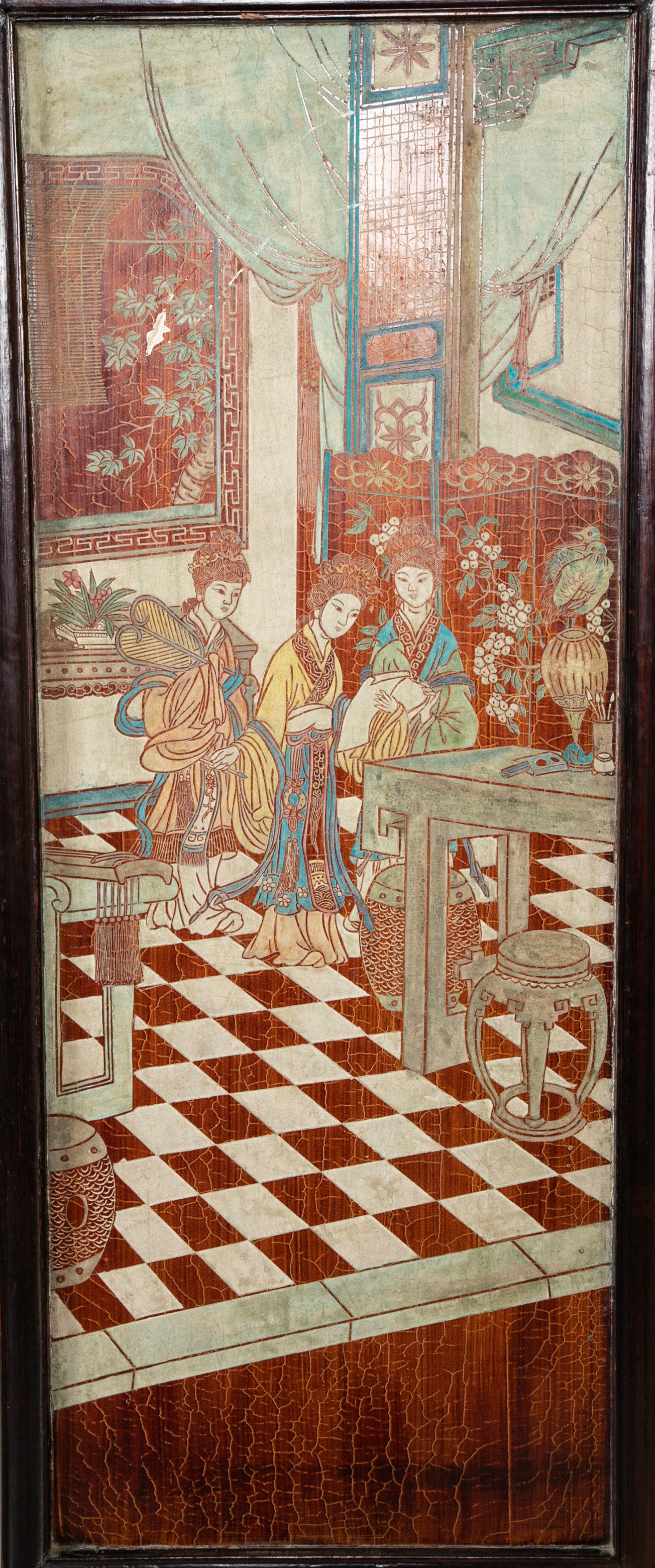 Chinese Six Panel Double Sided Painted Screen from The Republic Period