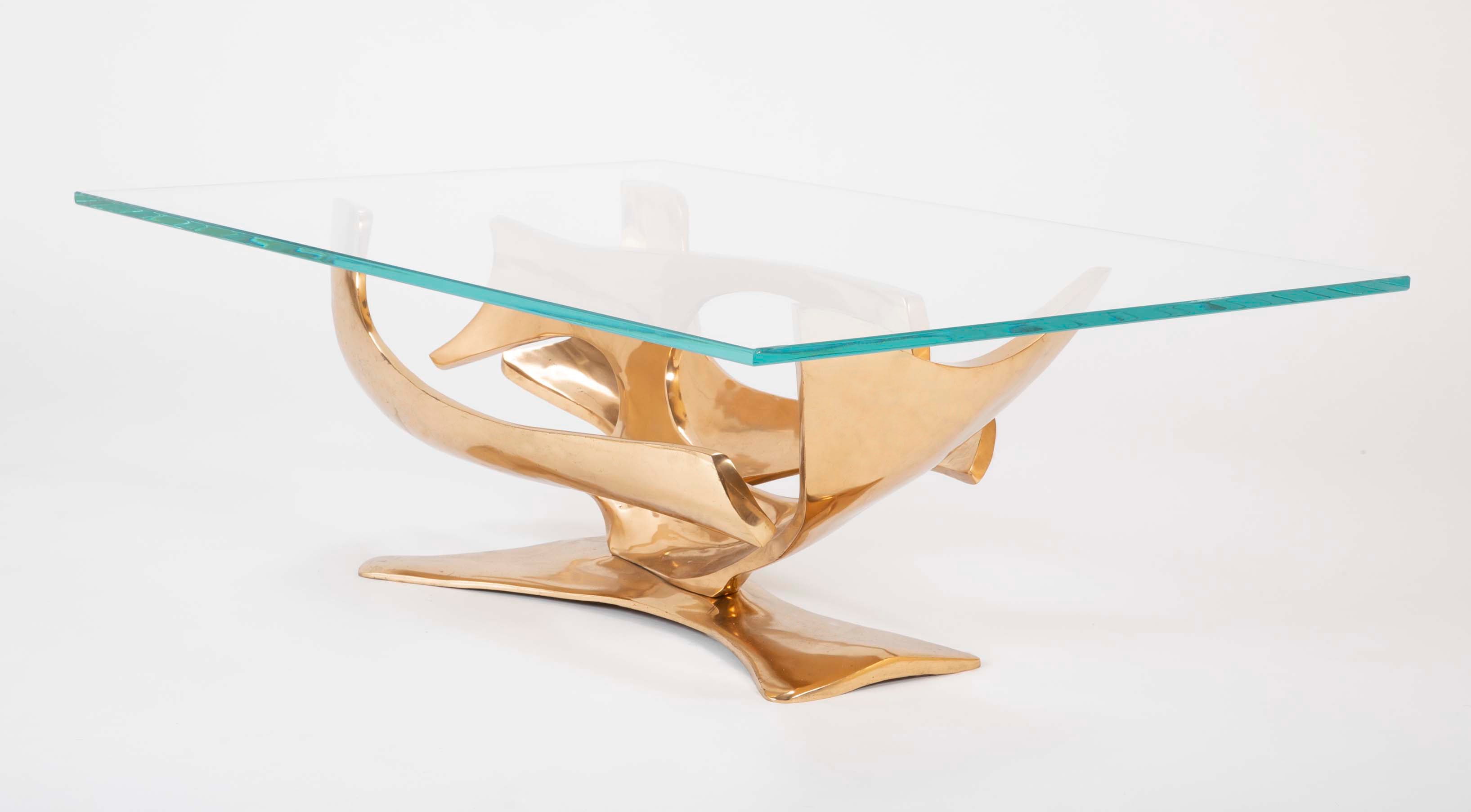 A Limited Edition Gilt Bronze Coffee Table Designed by Fred Brouard