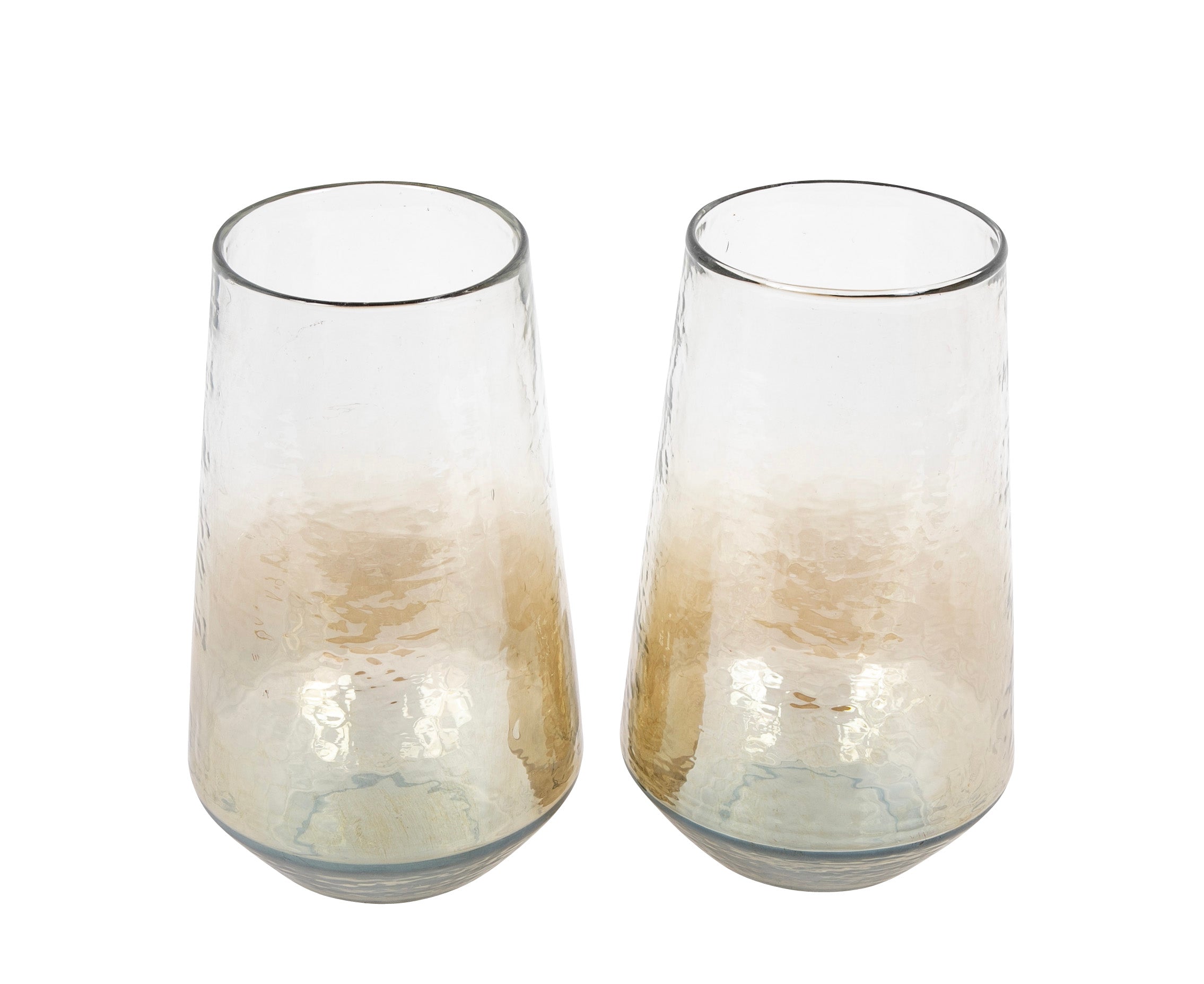 Pair of 20th Century Tapered Baluster Form Mottled Glass Vases