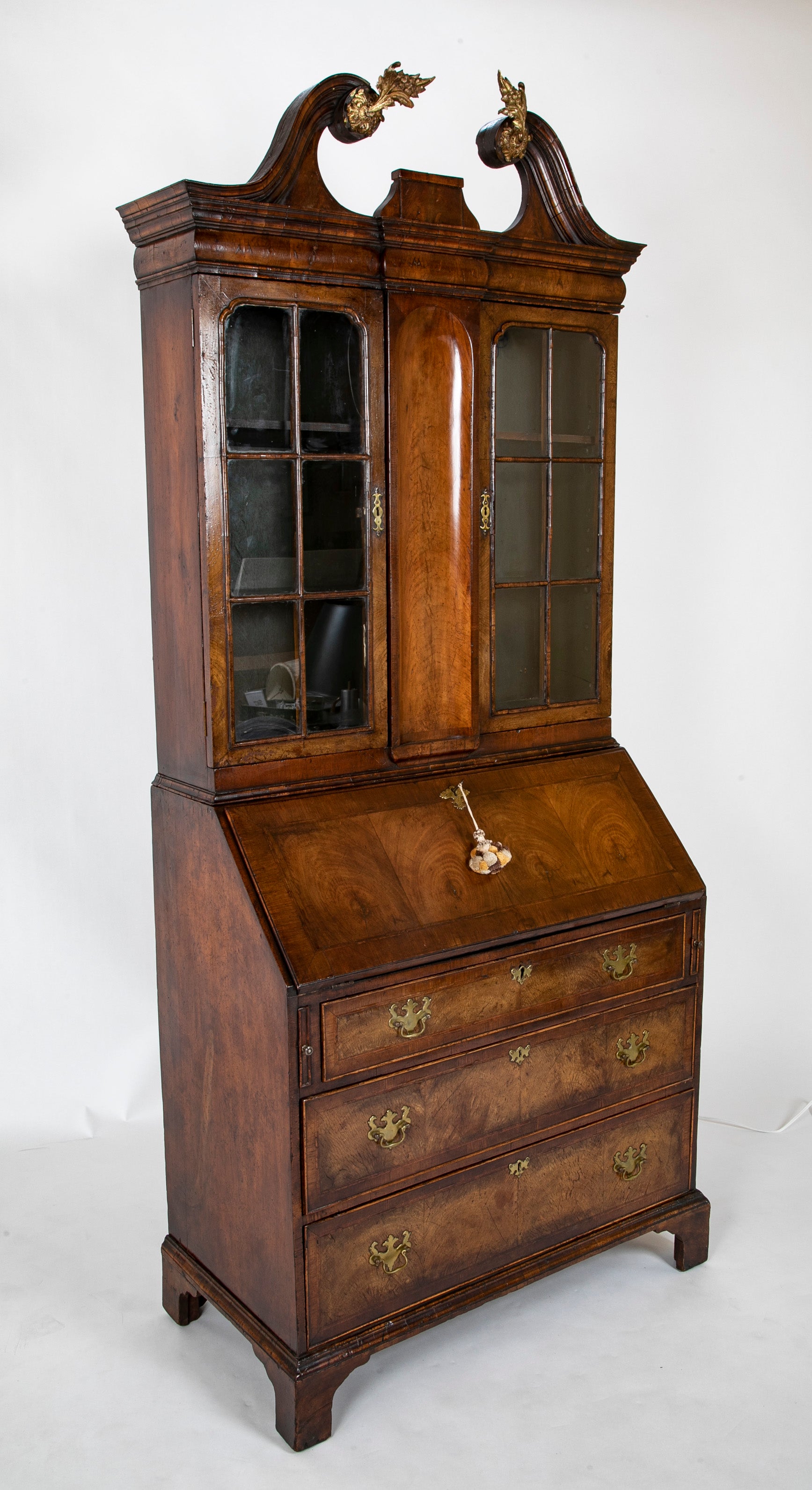 Queen Anne Two Part Walnut Secretary Desk
