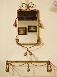 Gilt Metal Mirror and Shelf