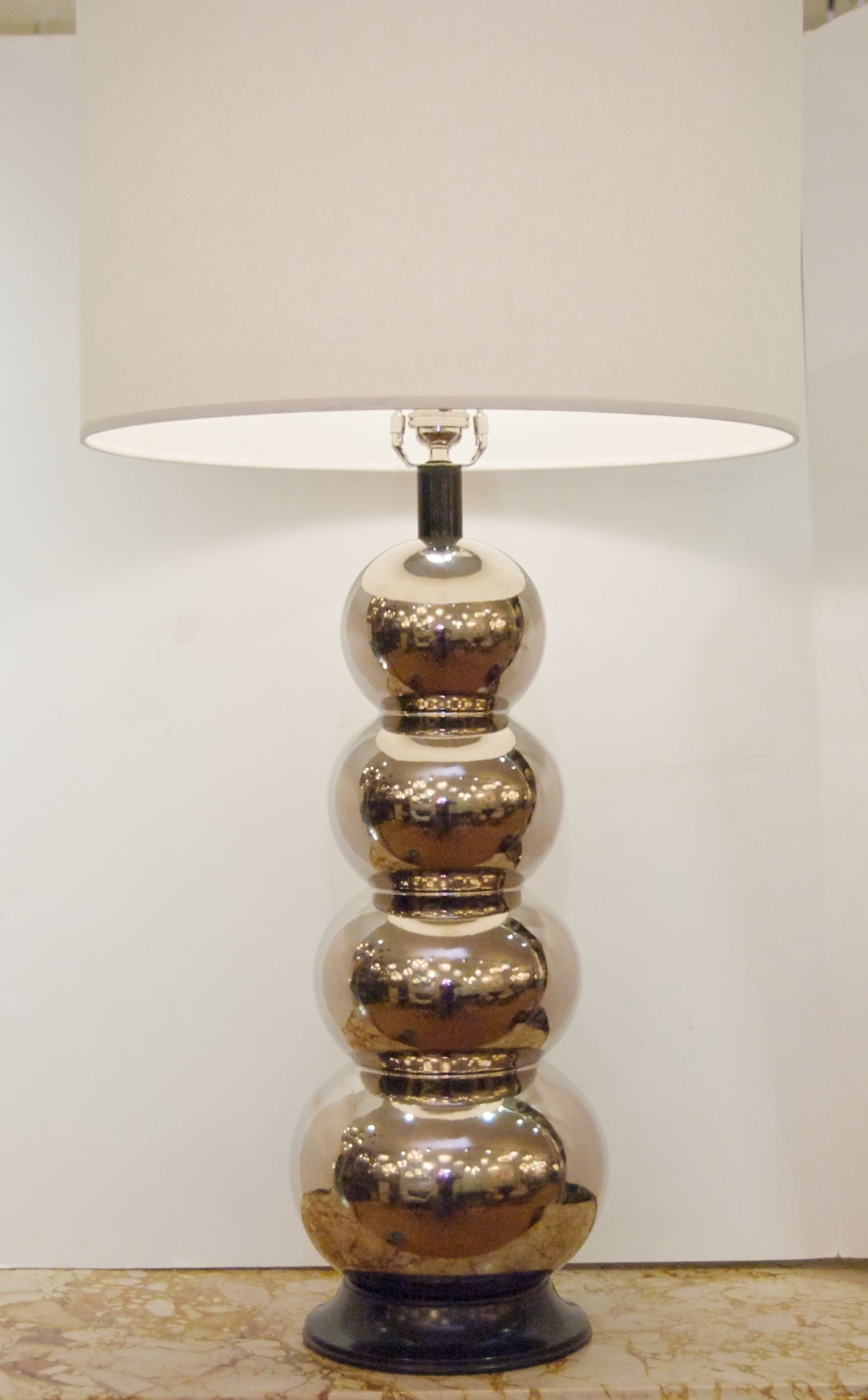 Glaze Ceramic Stacked Ball Table Lamp in the Style of George Kovacs