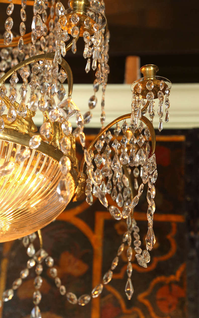 Neoclassical Dore Bronze and Crystal Chandelier