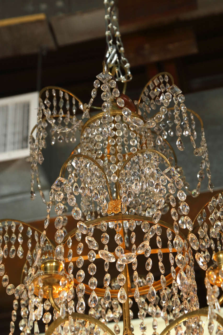 Neoclassical Dore Bronze and Crystal Chandelier